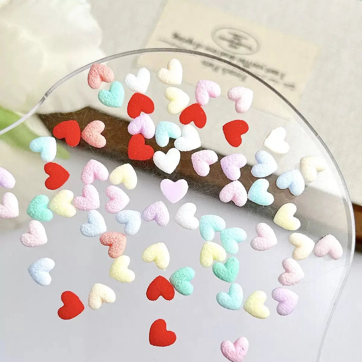 FS101206-About 6*7mm Random Mixed Glowing Heart Nail Charms For Making Fancy Beads Or Fancy Pens Zoe DIY Wholesale