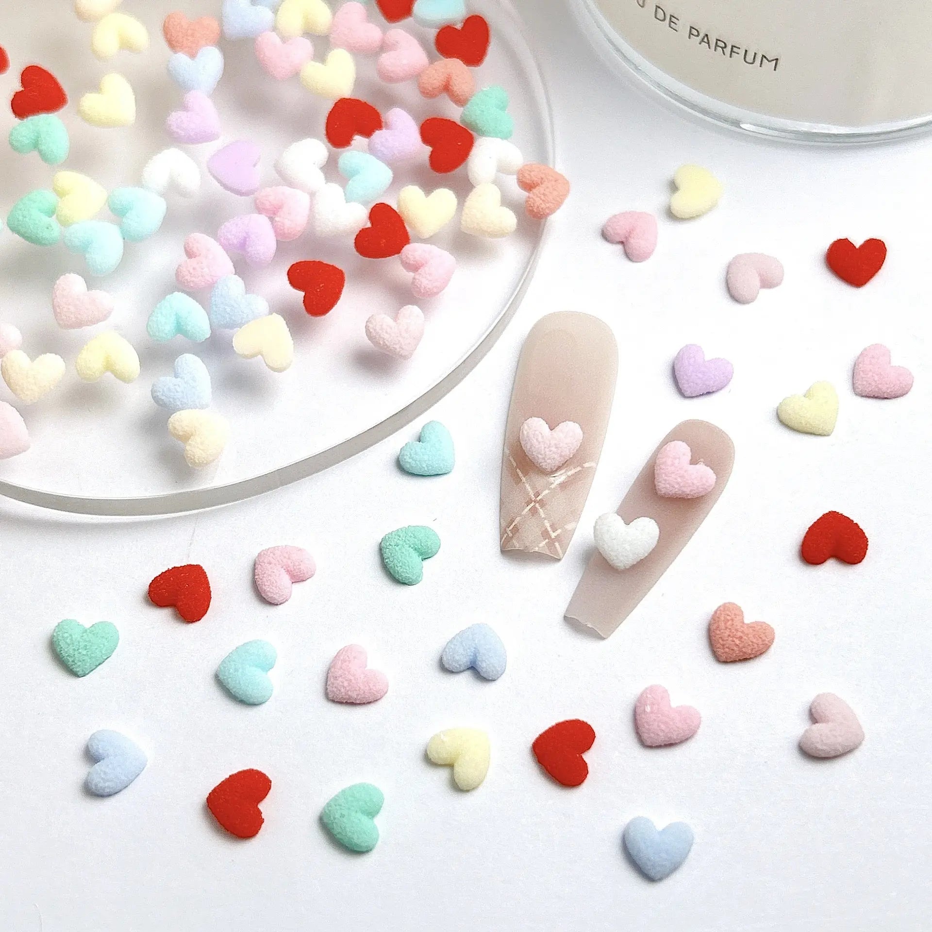 FS101206-About 6*7mm Random Mixed Glowing Heart Nail Charms For Making Fancy Beads Or Fancy Pens Zoe DIY Wholesale