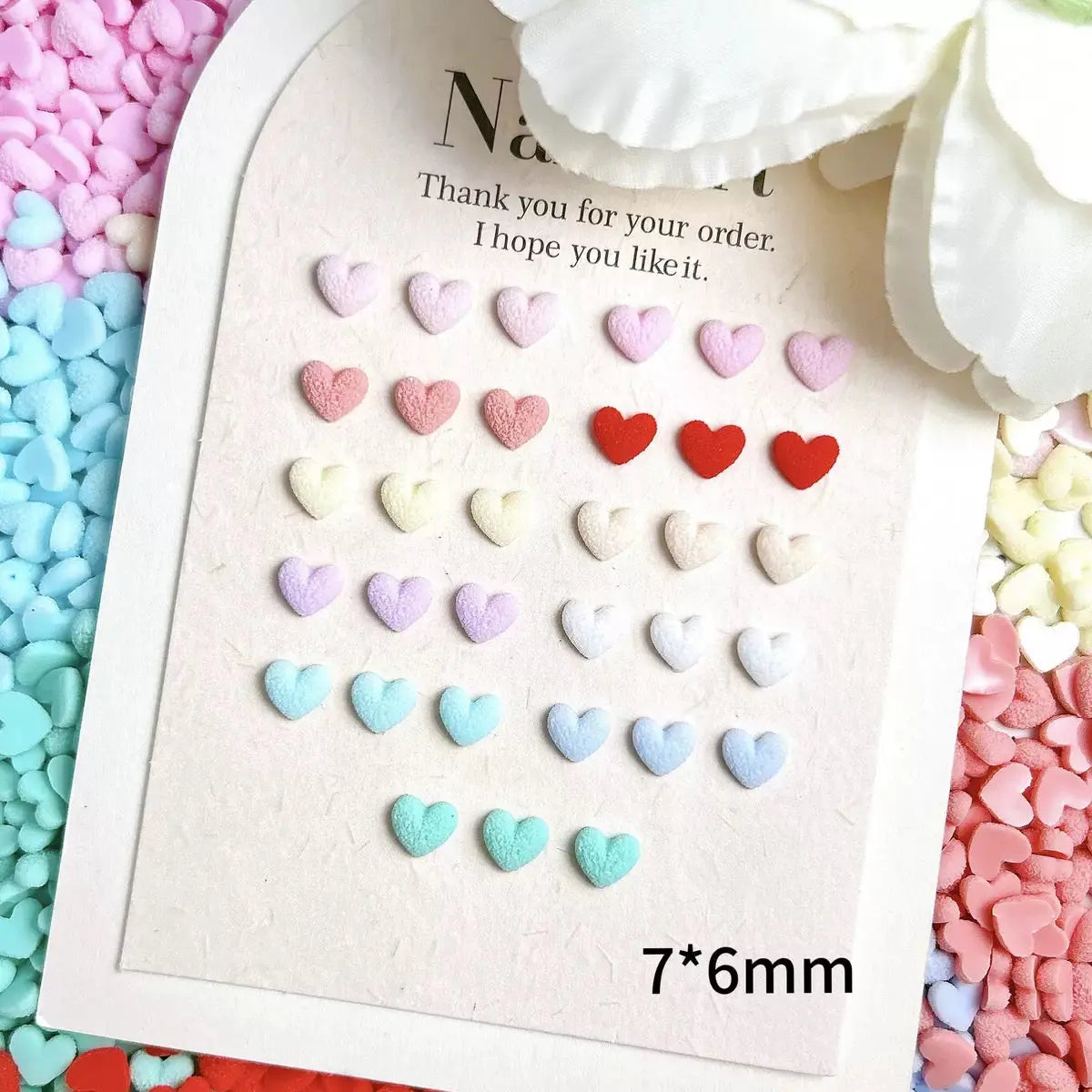 FS101206-About 6*7mm Random Mixed Glowing Heart Nail Charms For Making Fancy Beads Or Fancy Pens Zoe DIY Wholesale