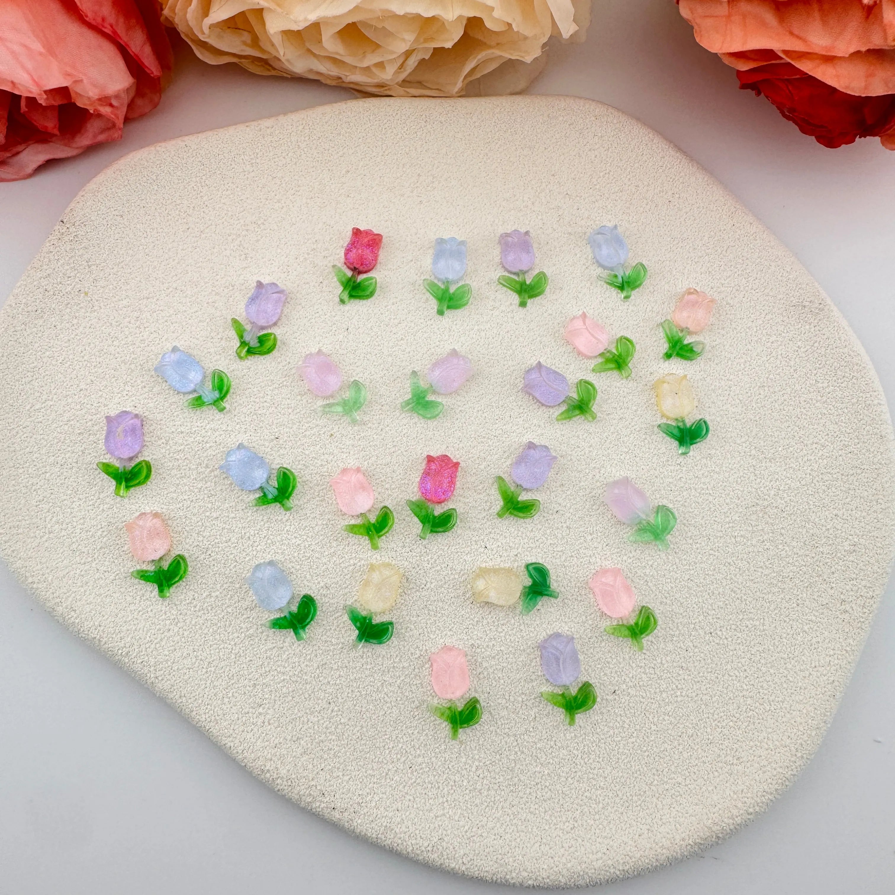 FS101207-About 8*13mm Random Mixed Tulips Nail Charms For Making Fancy Beads Or Fancy Pens Zoe DIY Wholesale