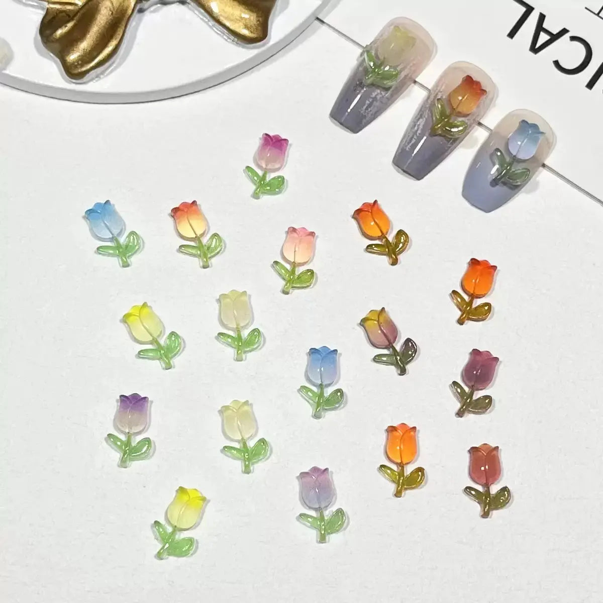 FS101207-About 8*13mm Random Mixed Tulips Nail Charms For Making Fancy Beads Or Fancy Pens Zoe DIY Wholesale