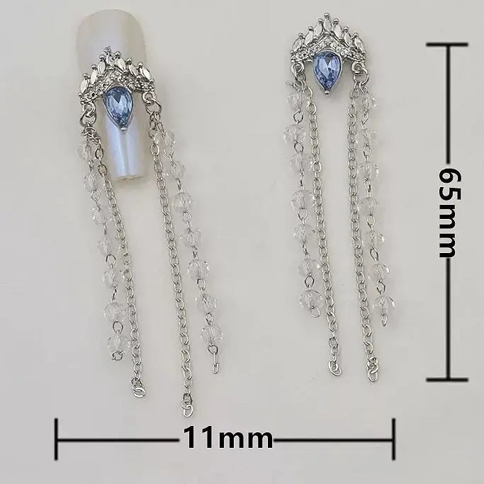 FS101213-About 11*65mm Rhinestone Metal Nail Charms Zoe DIY Wholesale