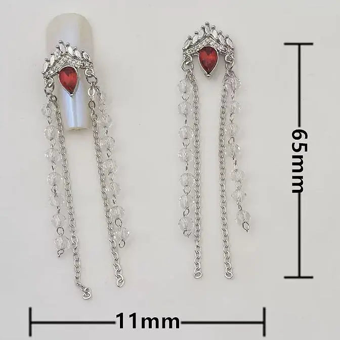 FS101213-About 11*65mm Rhinestone Metal Nail Charms Zoe DIY Wholesale