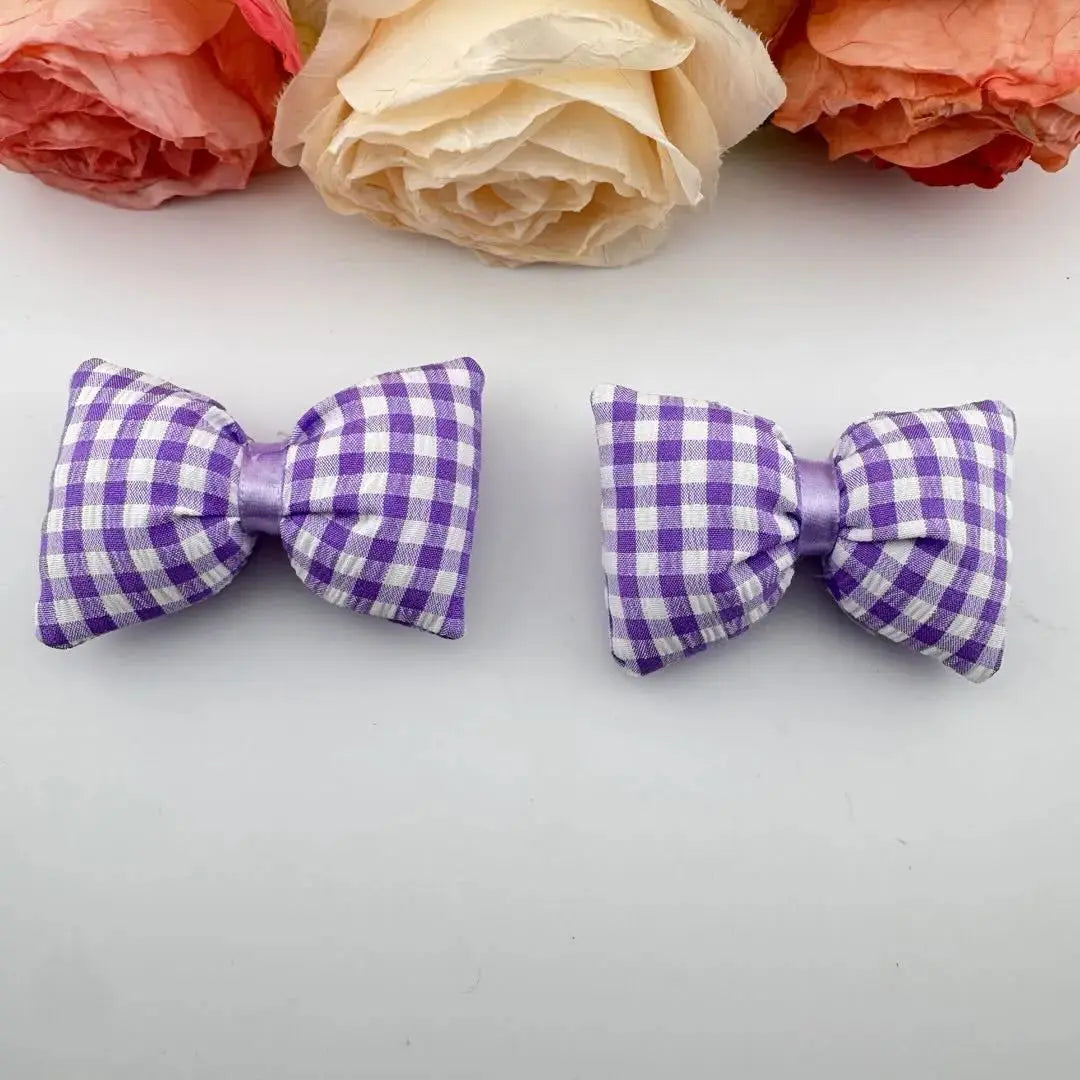 FS101226-About 4*7cm Plaid Farbic Bow Zoe DIY Wholesale
