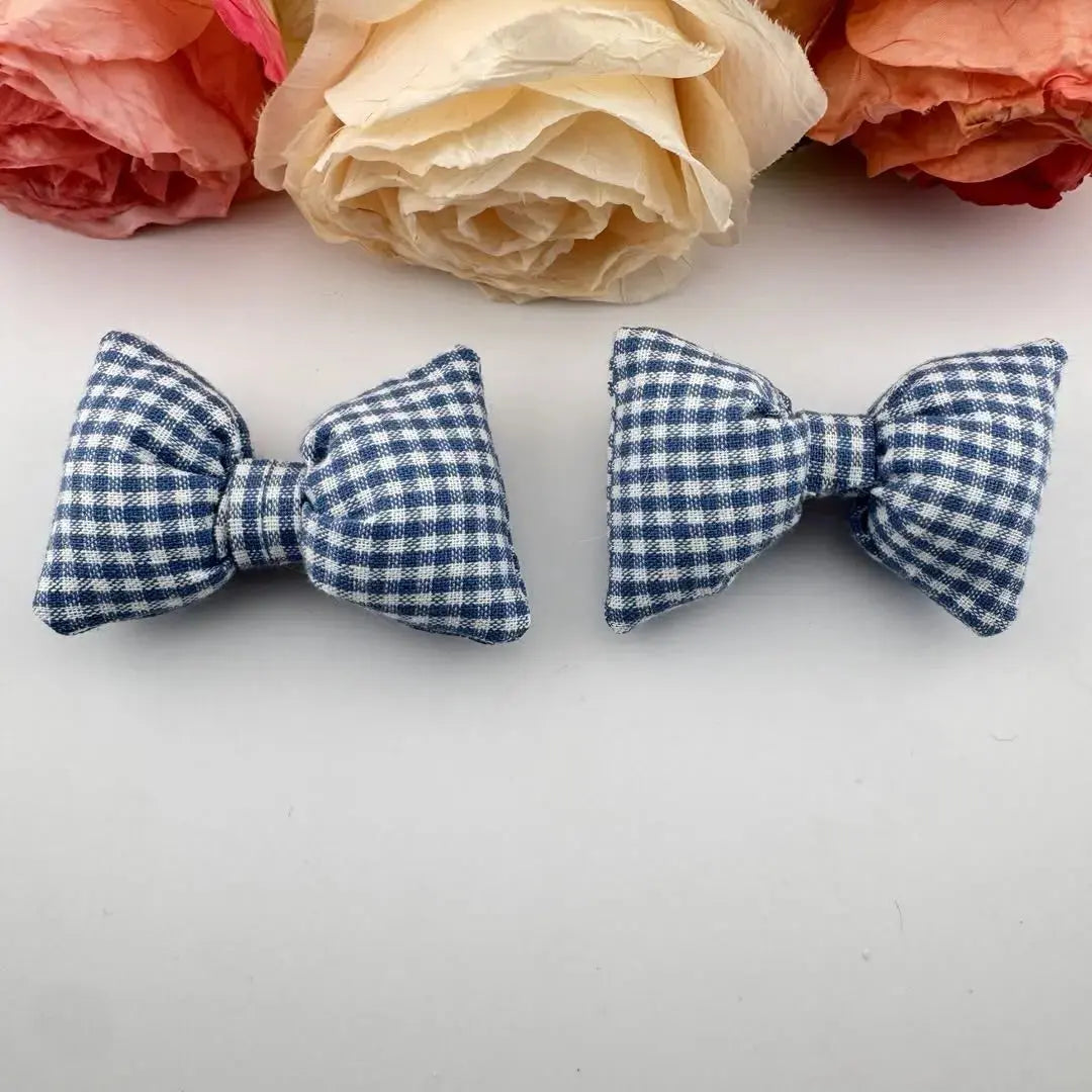 FS101226-About 4*7cm Plaid Farbic Bow Zoe DIY Wholesale