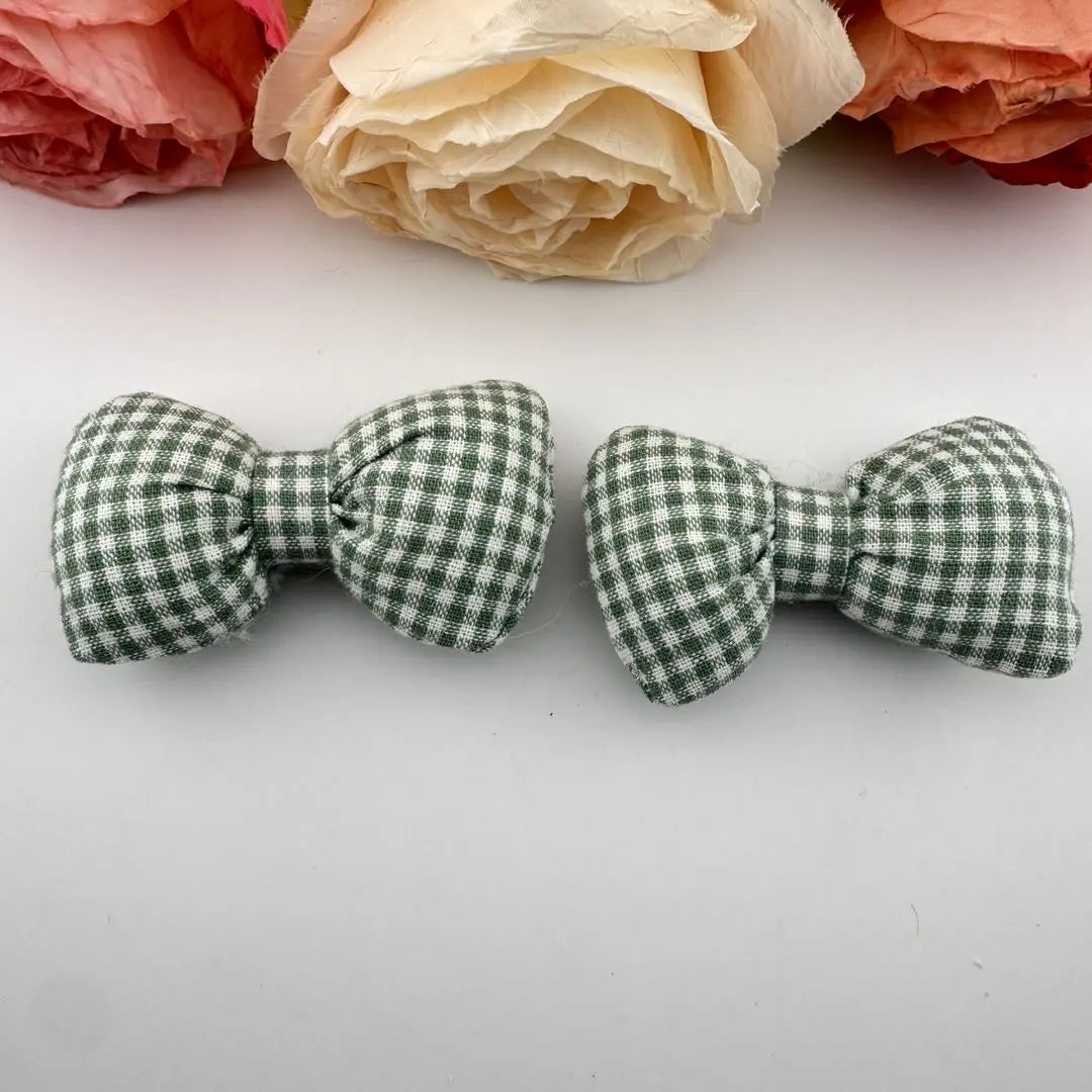 FS101226-About 4*7cm Plaid Farbic Bow Zoe DIY Wholesale