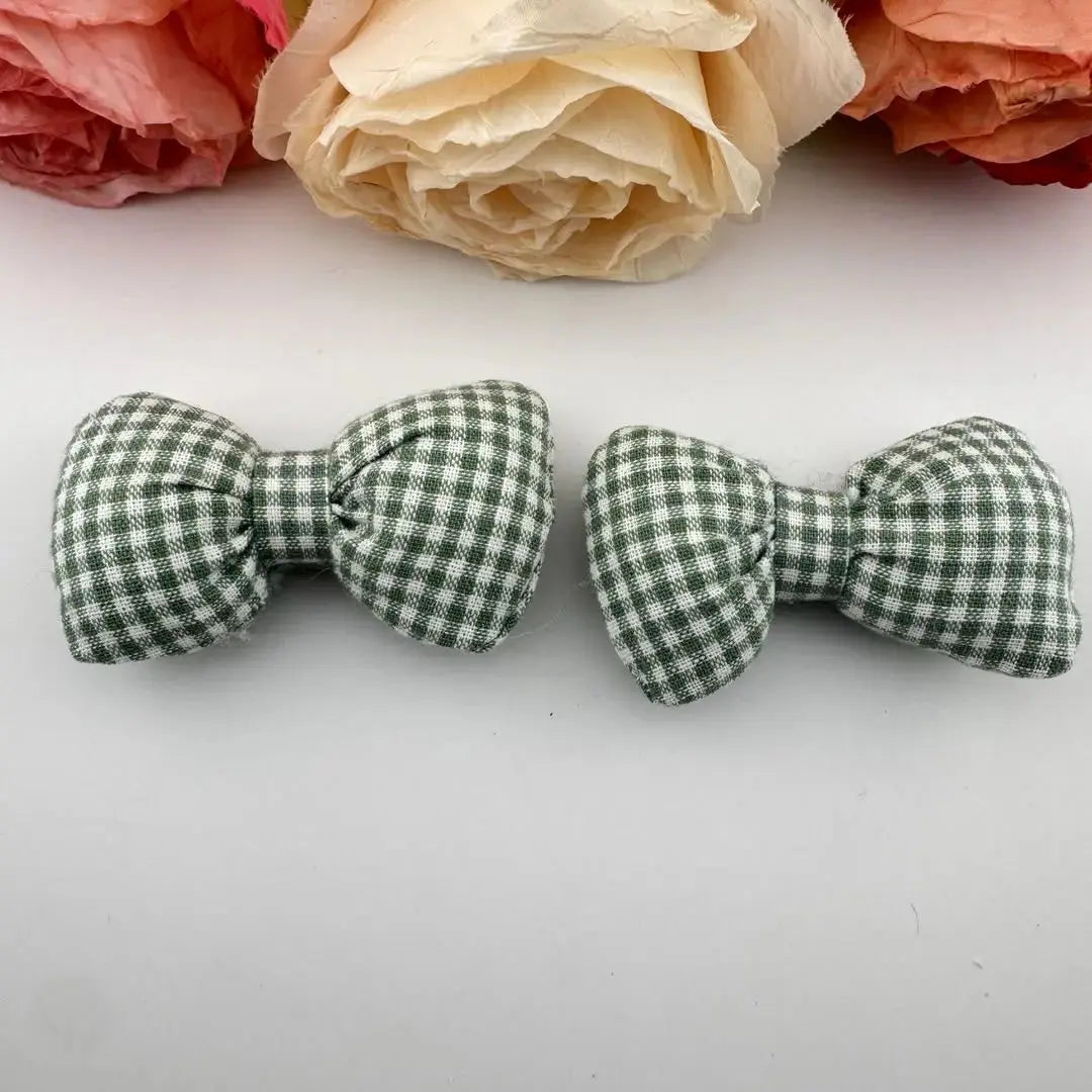 FS101226-About 4*7cm Plaid Farbic Bow Zoe DIY Wholesale