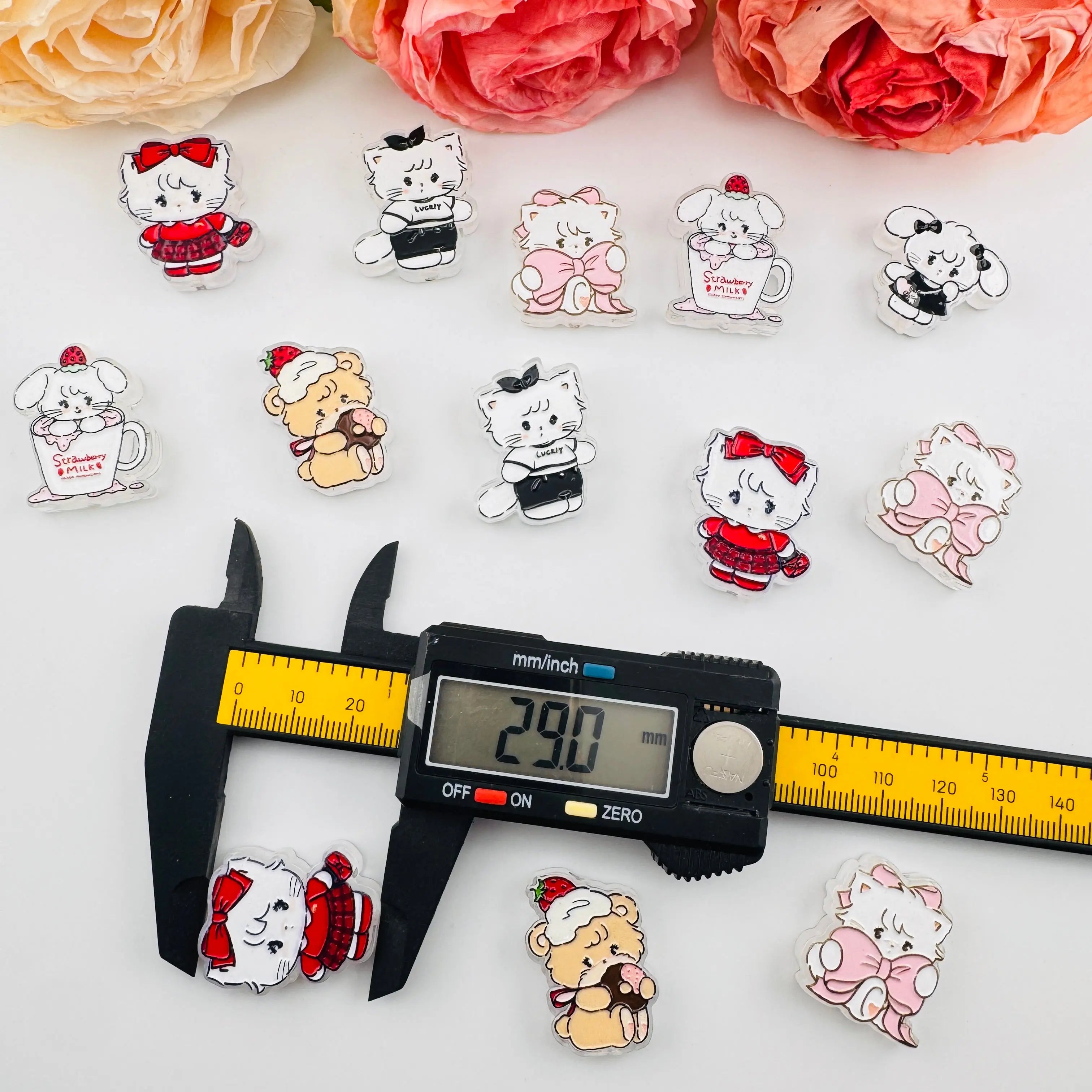 FS101260-About 23*29mm Double Side Printed Miko Acrylic Beads For Beadable Pens Keychain Making Zoe DIY Wholesale