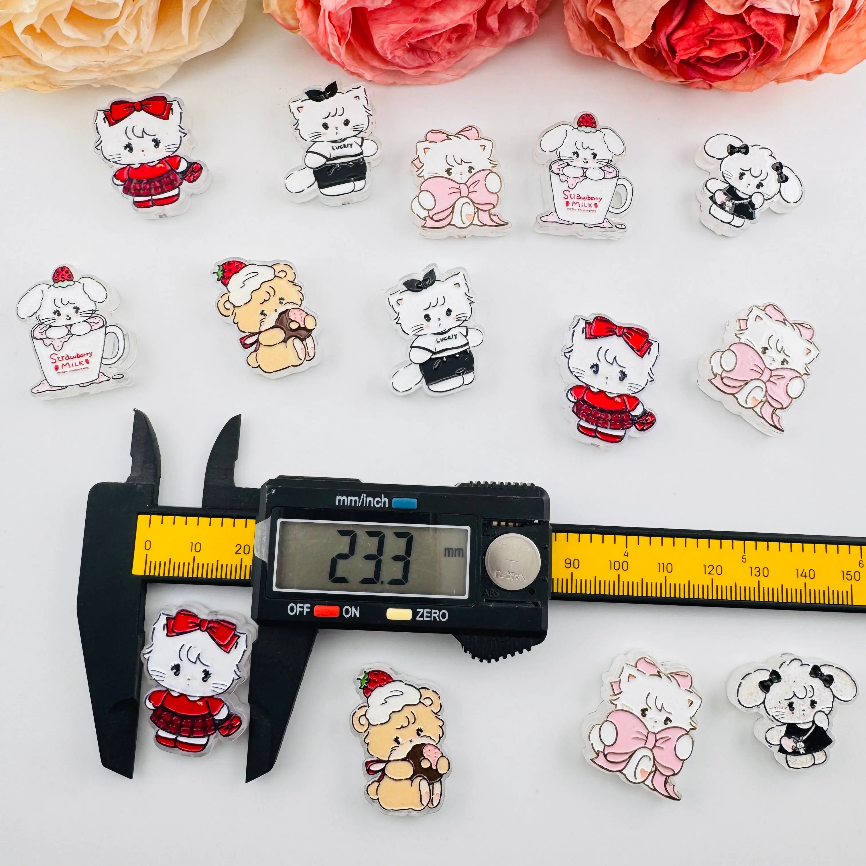 FS101260-About 23*29mm Double Side Printed Miko Acrylic Beads For Beadable Pens Keychain Making Zoe DIY Wholesale