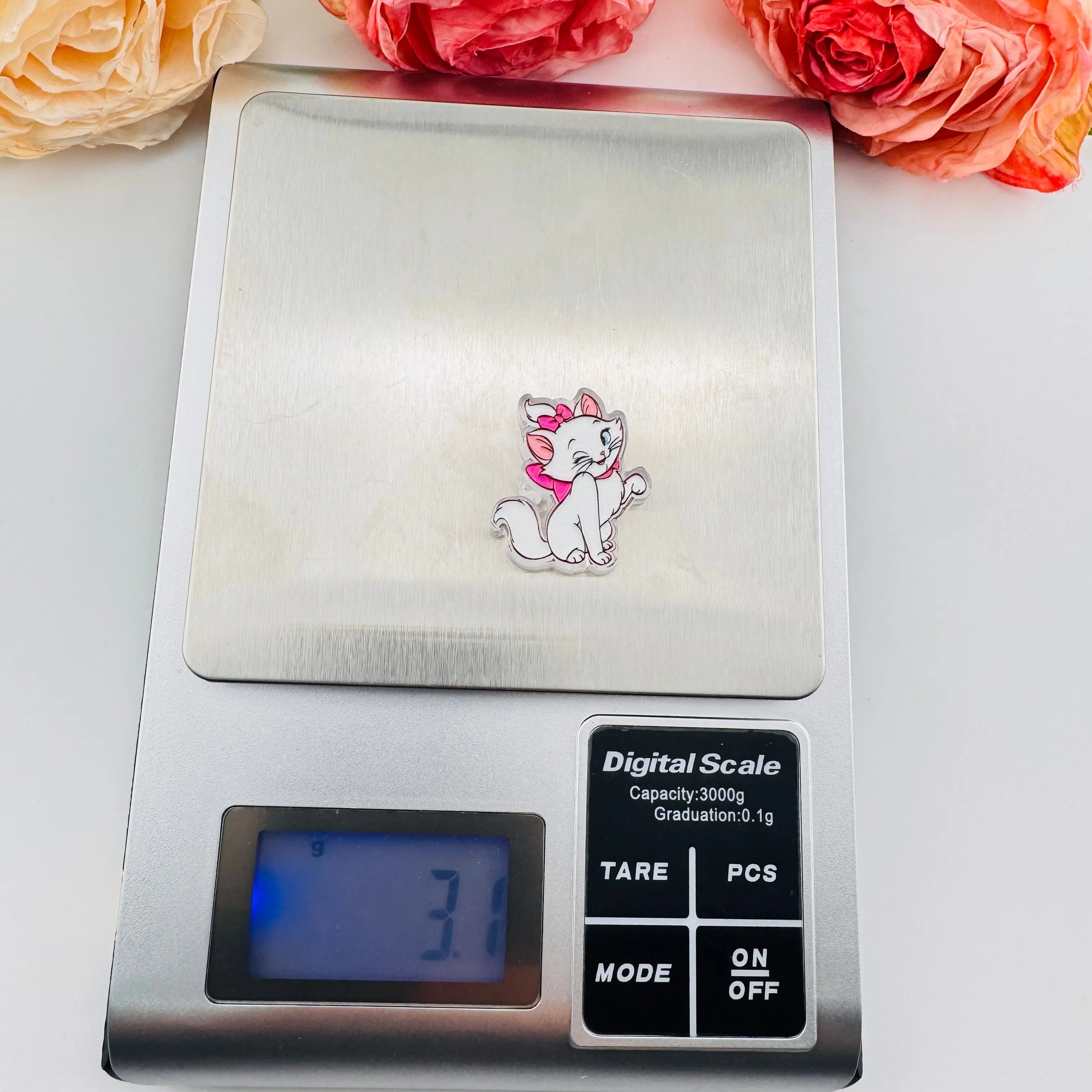 FS101264-About 24*29mm Double Side Printed Marrie Cat Acrylic Beads For Beadable Pens Keychain Making Zoe DIY Wholesale