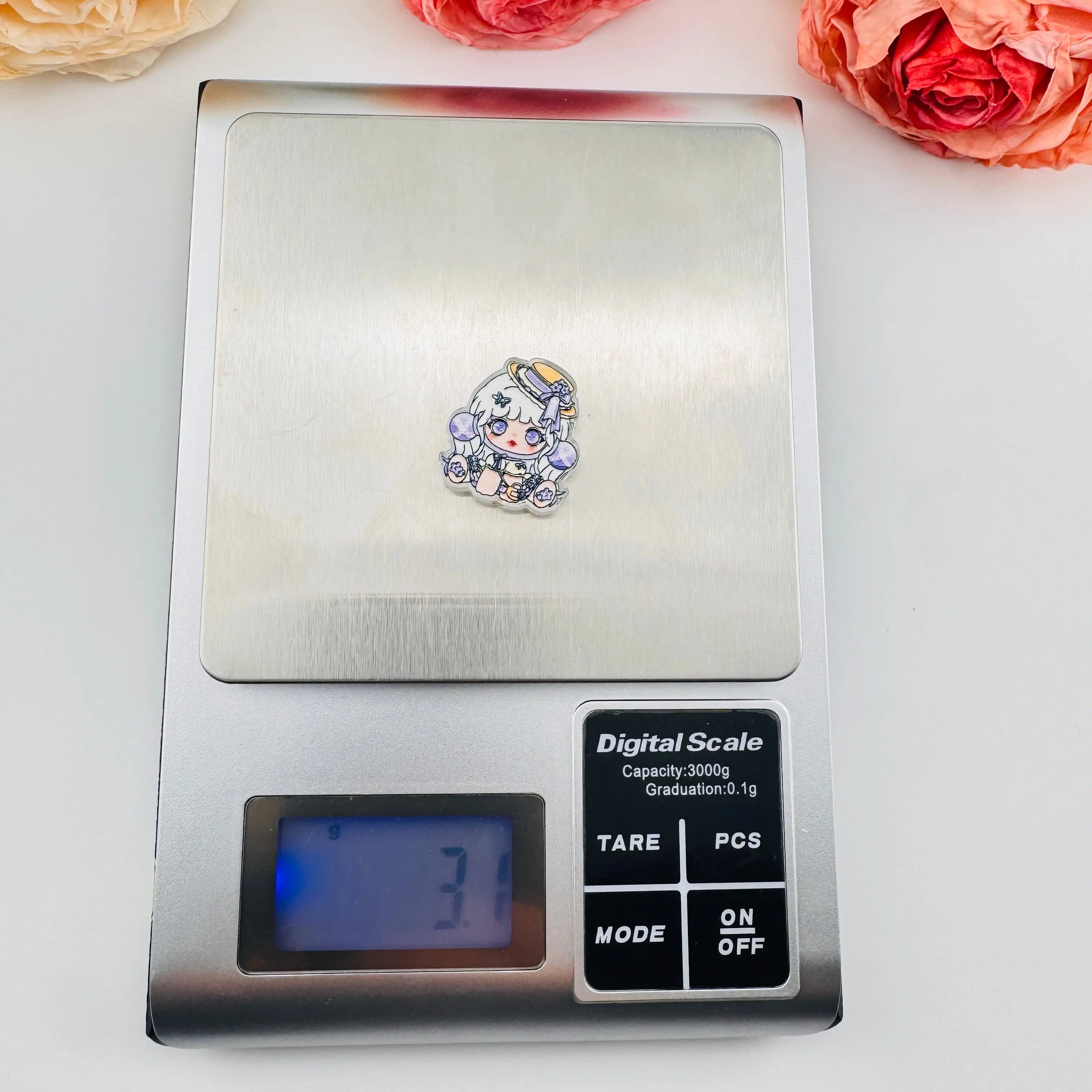 FS101266-About 24*25mm Double Side Printed SP Acrylic Beads For Beadable Pens Keychain Making Zoe DIY Wholesale