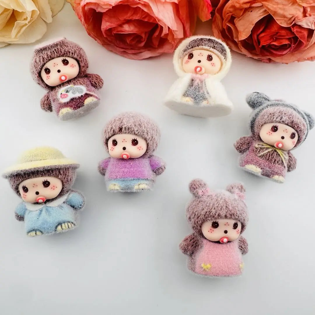 FS101270-Monchhichi Flocked Acrylic Beads Zoe DIY Wholesale