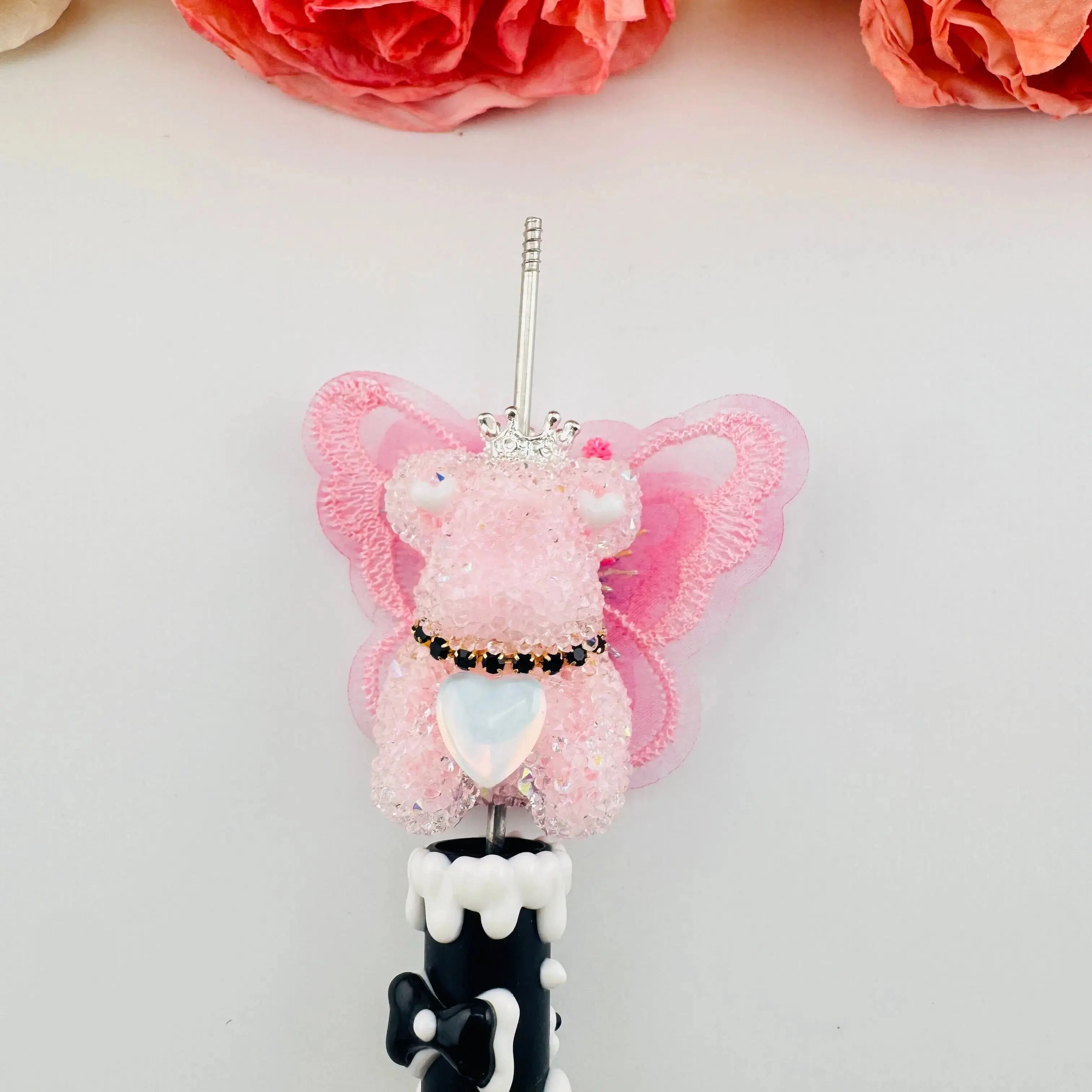 FS191355-About 40mm*46mm Butterfly Wing Bear Sugar Acrylic Beads For Making Beadable Pens Keychain Zoe DIY Wholesale