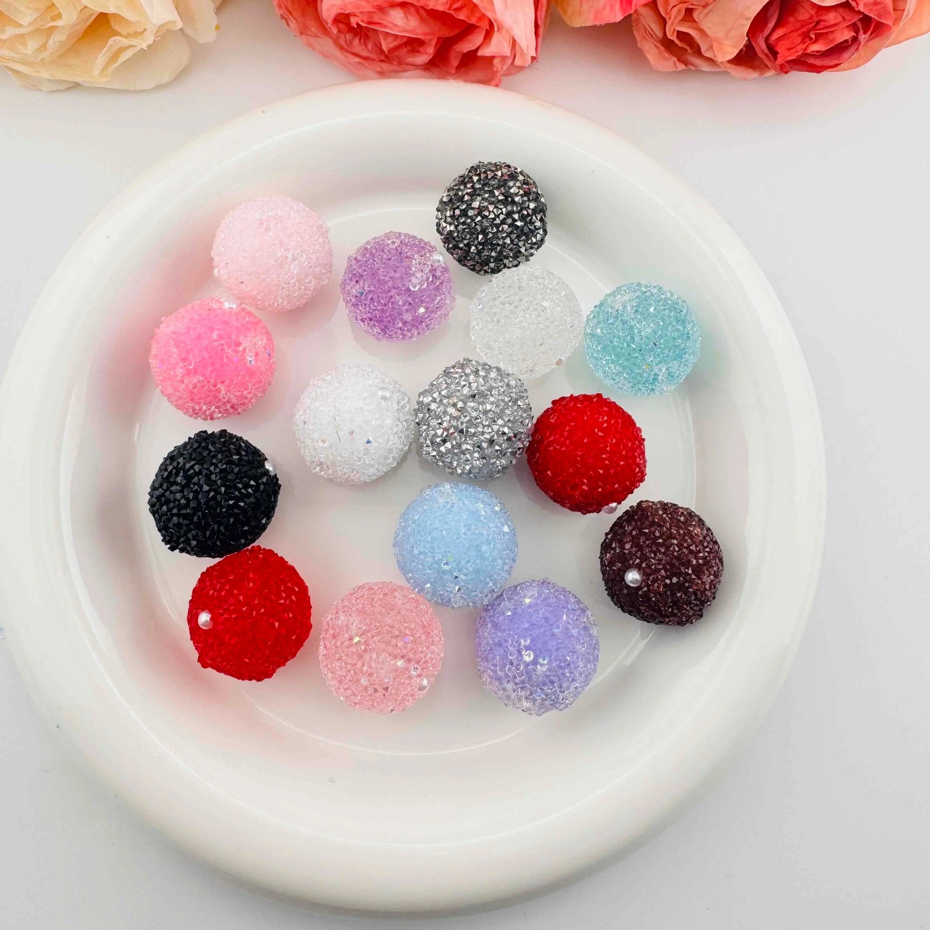 FS101375-About 20mm Sugar Acrylic Beads For Beadable Pens Keychain Making Zoe DIY Wholesale