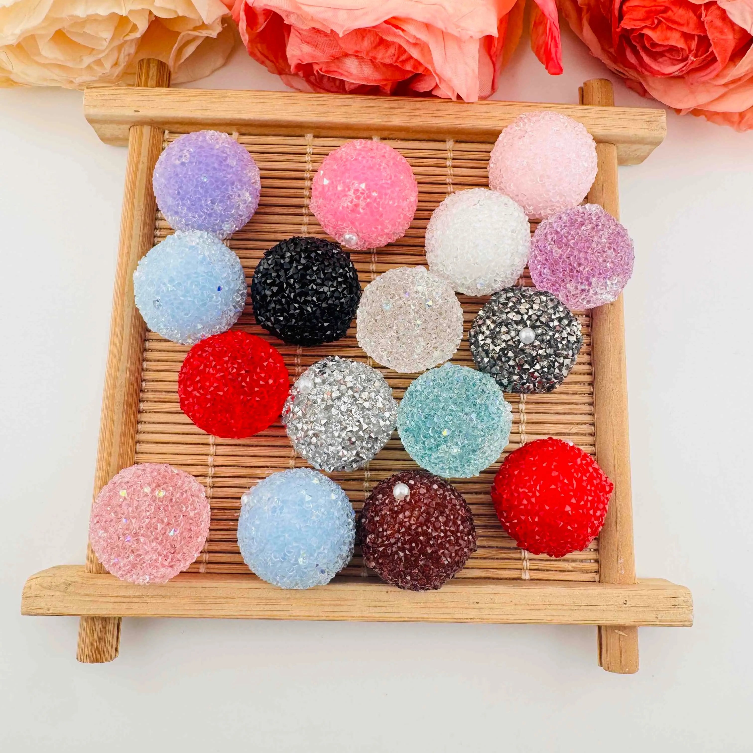 FS101375-About 20mm Sugar Acrylic Beads For Beadable Pens Keychain Making Zoe DIY Wholesale