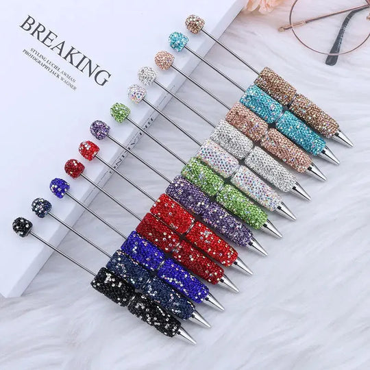 FS101507-Beadable Clay Pens with Shiny Rhinestones Covered the Entire Pen Zoe DIY Wholesale