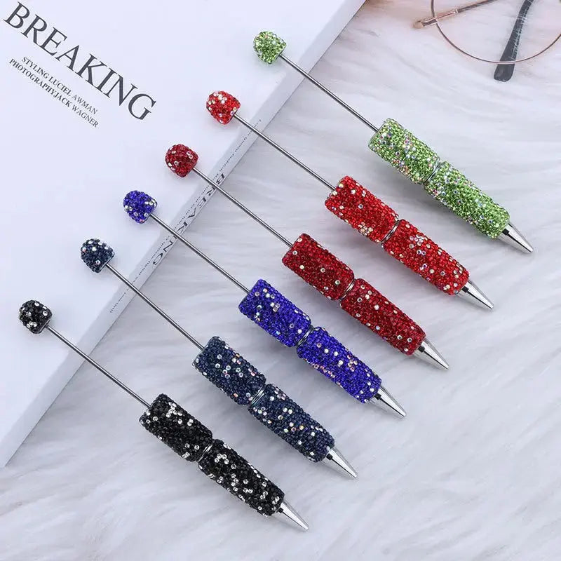 FS101507-Beadable Clay Pens with Shiny Rhinestones Covered the Entire Pen Zoe DIY Wholesale