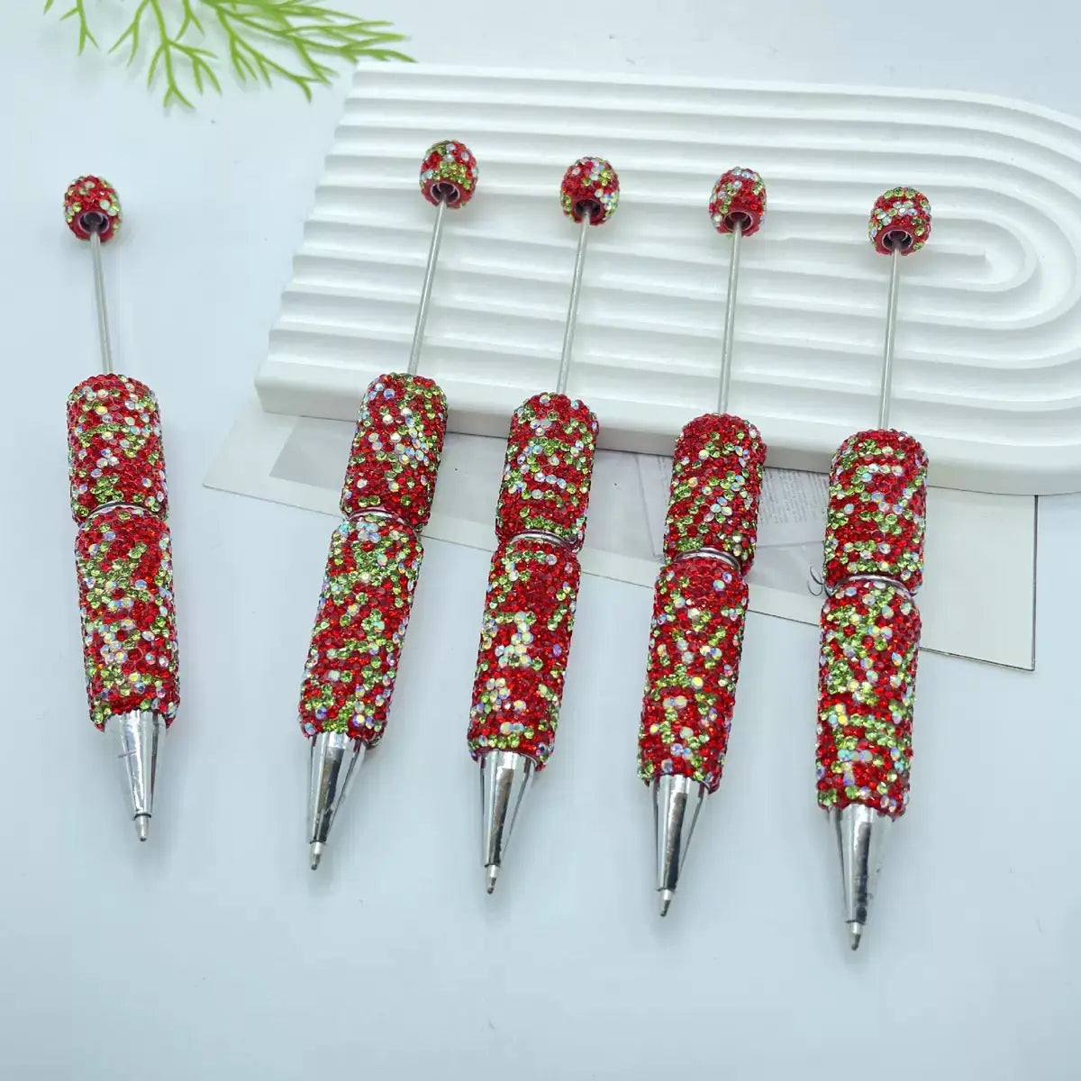 FS101507-Beadable Clay Pens with Shiny Rhinestones Covered the Entire Pen Zoe DIY Wholesale