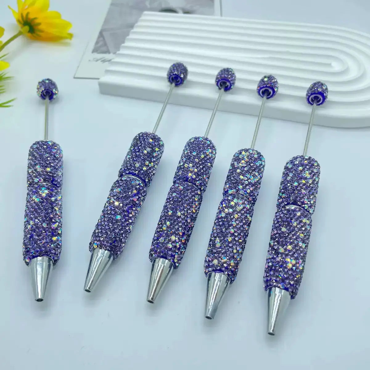 FS101507-Beadable Clay Pens with Shiny Rhinestones Covered the Entire Pen Zoe DIY Wholesale