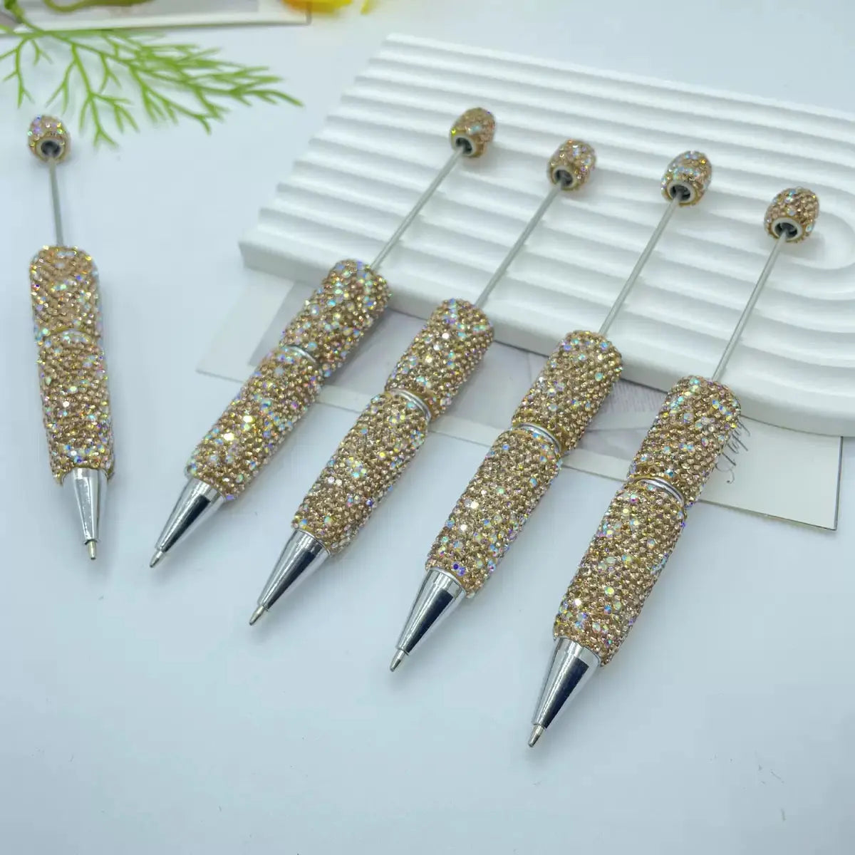 FS101507-Beadable Clay Pens with Shiny Rhinestones Covered the Entire Pen Zoe DIY Wholesale