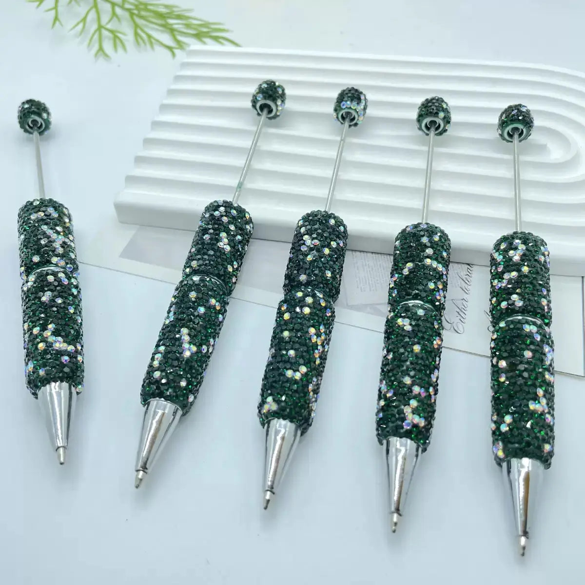 FS101507-Beadable Clay Pens with Shiny Rhinestones Covered the Entire Pen Zoe DIY Wholesale