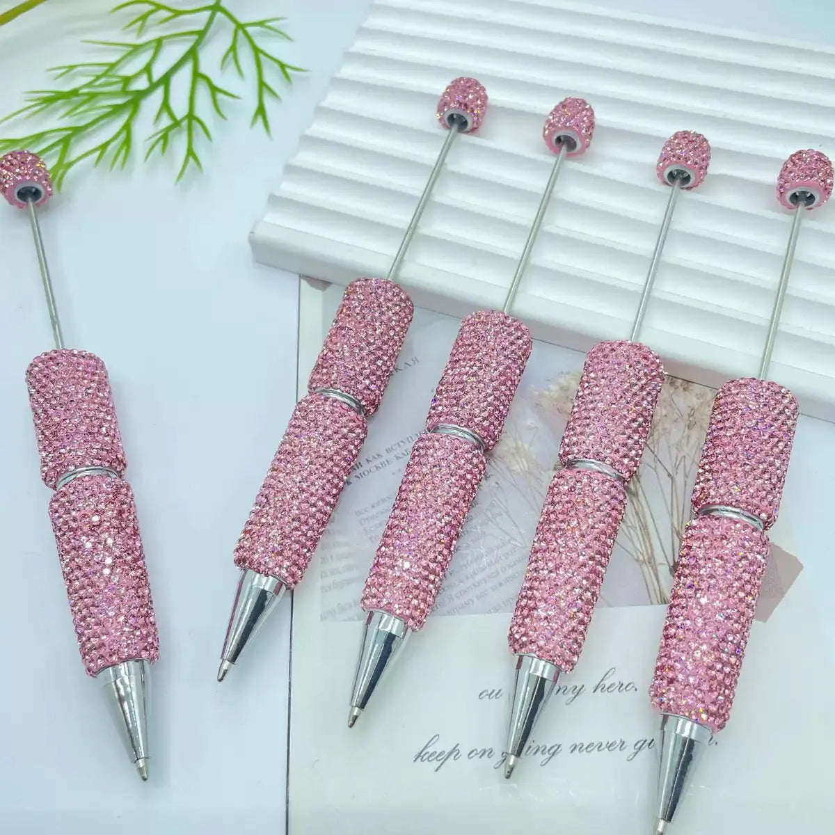 FS101507-Beadable Clay Pens with Shiny Rhinestones Covered the Entire Pen Zoe DIY Wholesale