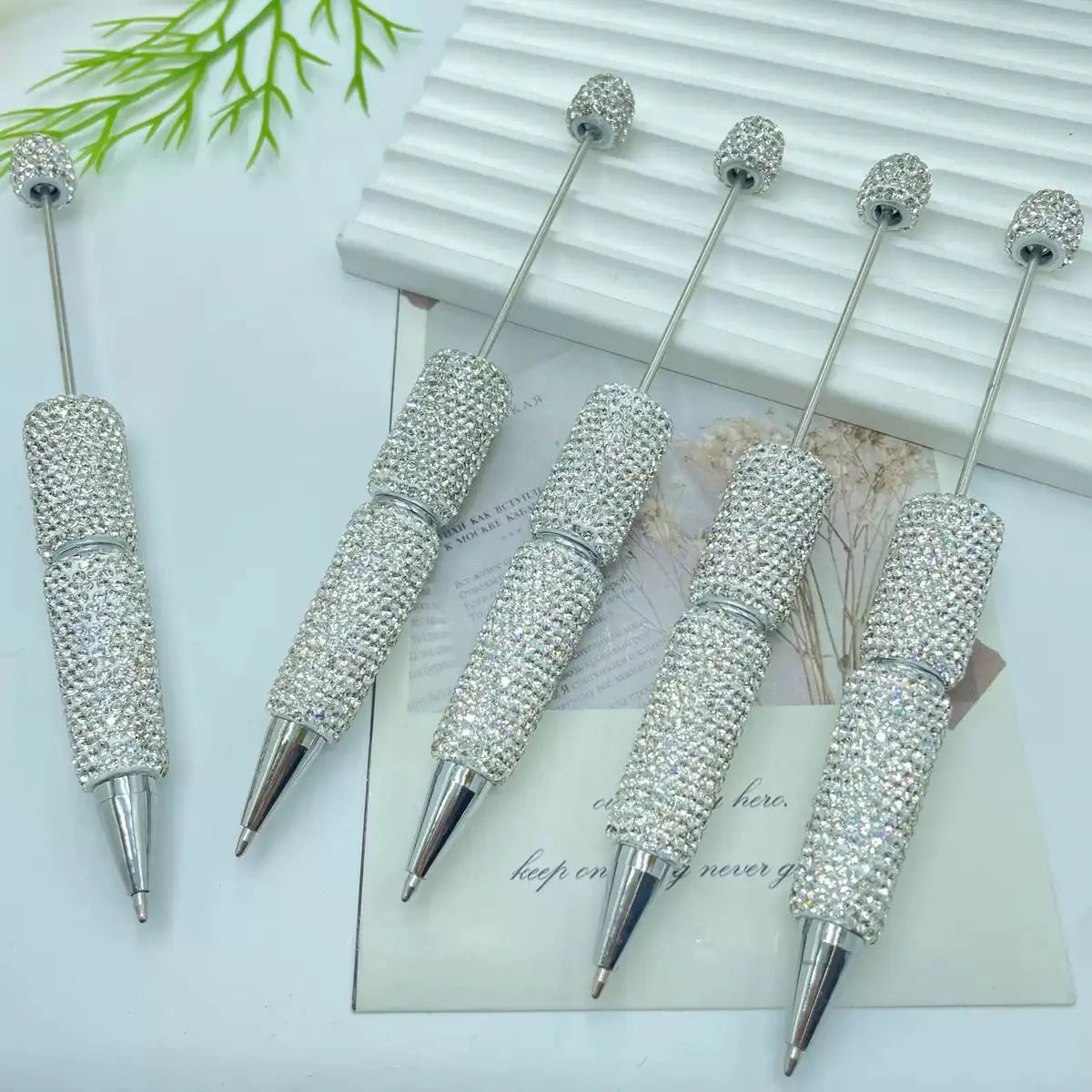 FS101507-Beadable Clay Pens with Shiny Rhinestones Covered the Entire Pen Zoe DIY Wholesale