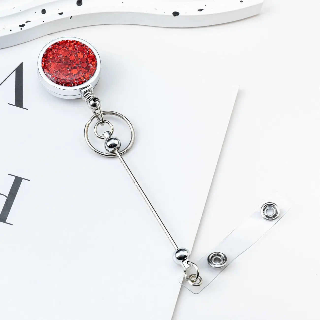 FS101601-Flash Glitter Beadable Badge Holder Reels Zoe DIY Wholesale