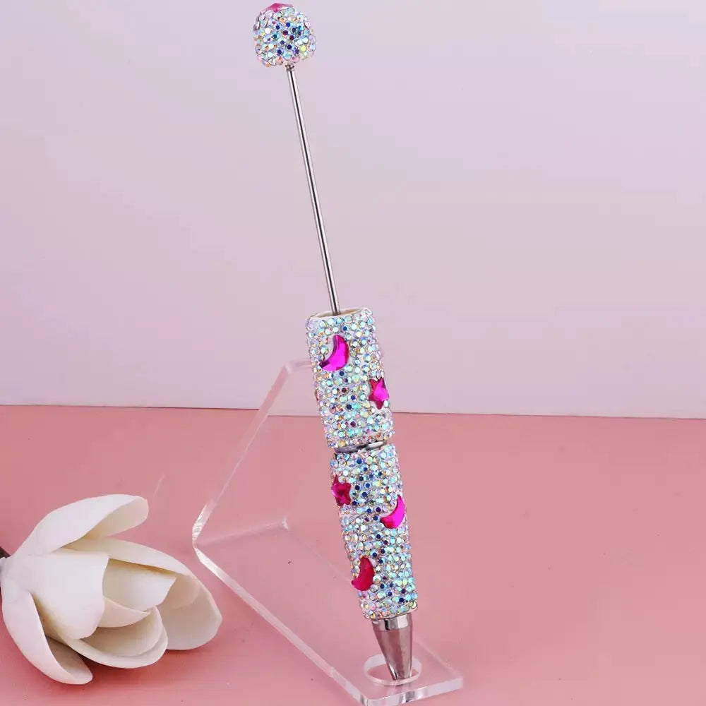FS101633-Moon Star Rhinestone Clay Beadable Pen Zoe DIY Wholesale