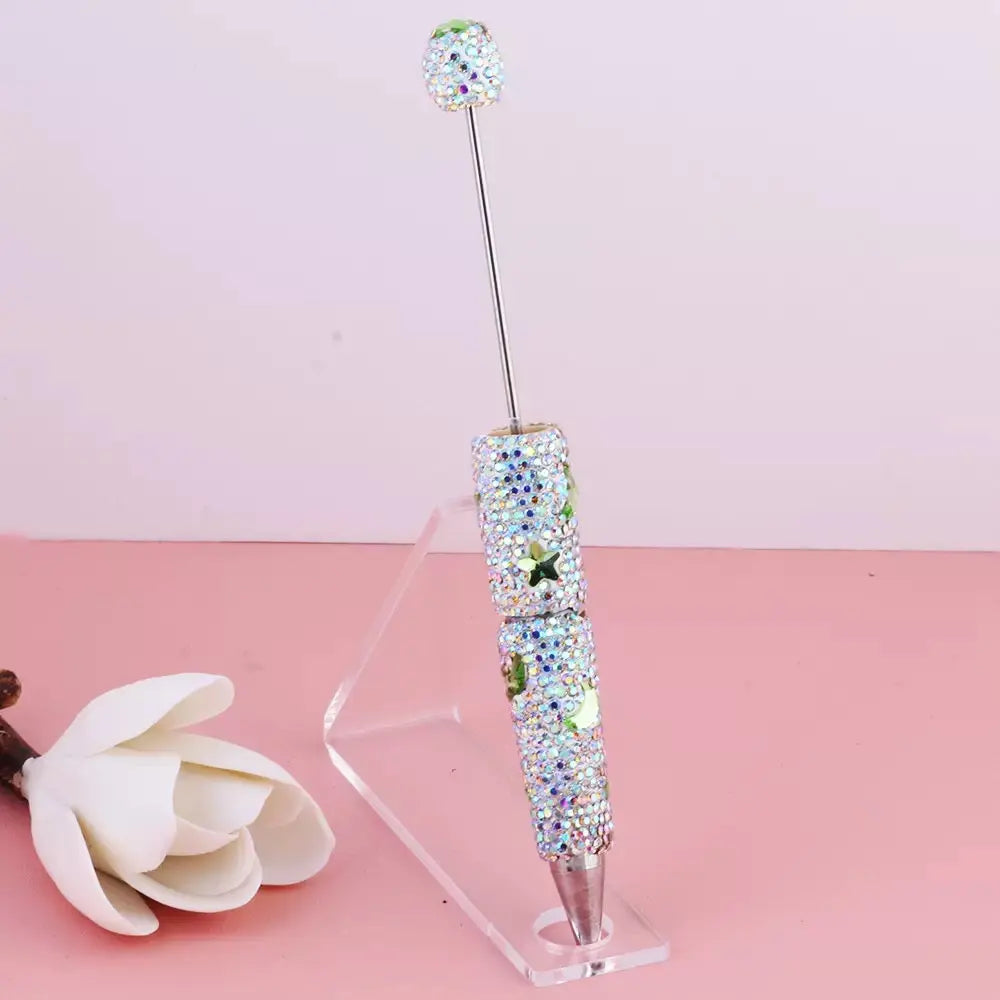 FS101633-Moon Star Rhinestone Clay Beadable Pen Zoe DIY Wholesale