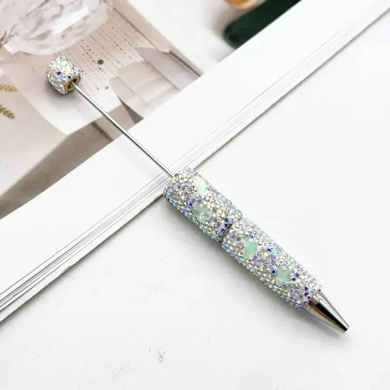 FS101633-Moon Star Rhinestone Clay Beadable Pen Zoe DIY Wholesale