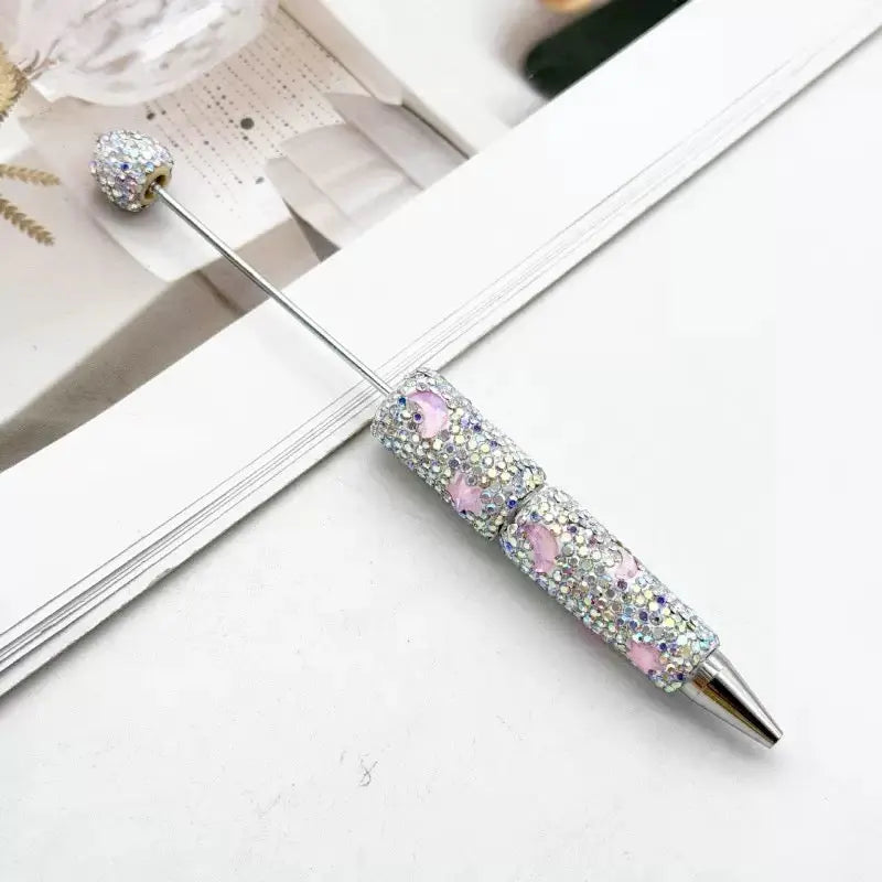 FS101633-Moon Star Rhinestone Clay Beadable Pen Zoe DIY Wholesale