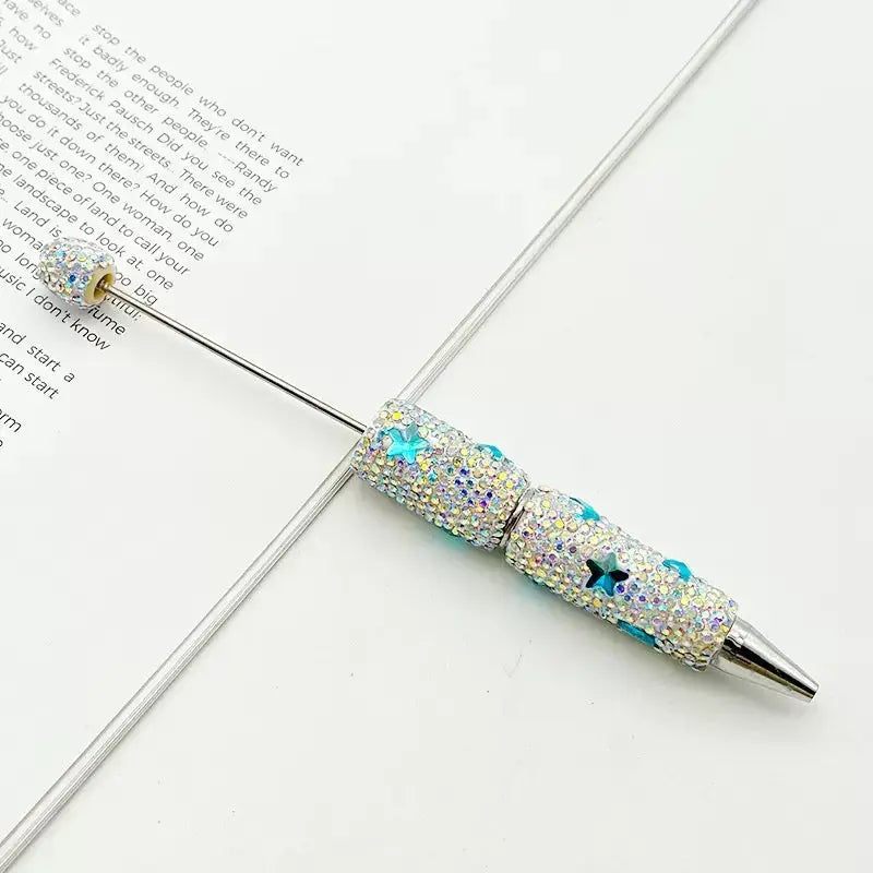 FS101633-Moon Star Rhinestone Clay Beadable Pen Zoe DIY Wholesale