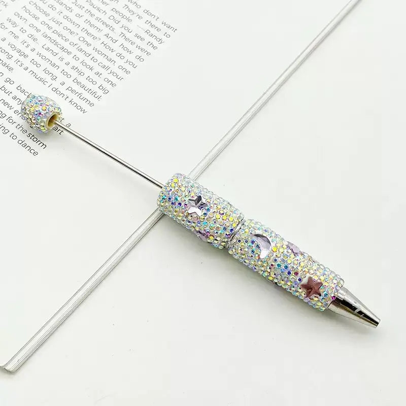 FS101633-Moon Star Rhinestone Clay Beadable Pen Zoe DIY Wholesale