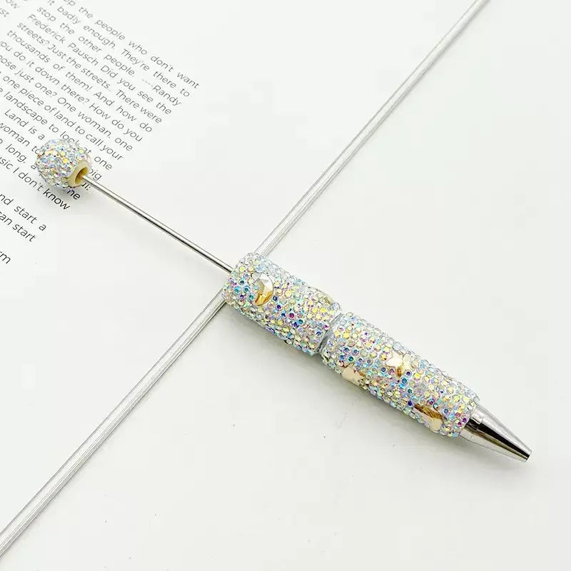 FS101633-Moon Star Rhinestone Clay Beadable Pen Zoe DIY Wholesale