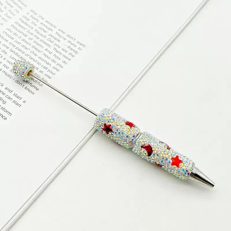 FS101633-Moon Star Rhinestone Clay Beadable Pen Zoe DIY Wholesale
