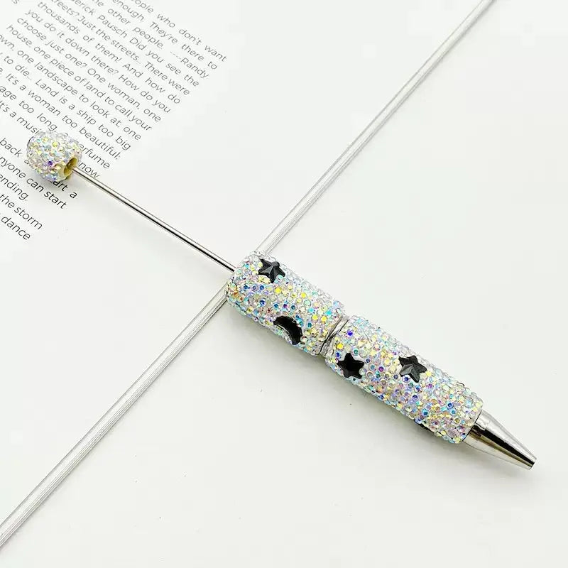 FS101633-Moon Star Rhinestone Clay Beadable Pen Zoe DIY Wholesale