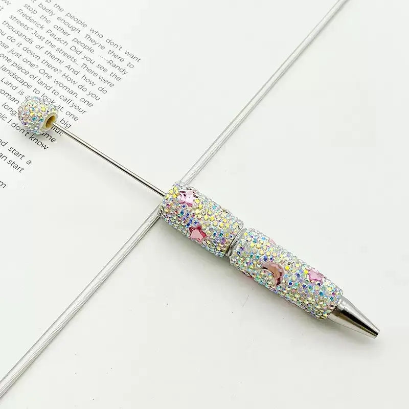 FS101633-Moon Star Rhinestone Clay Beadable Pen Zoe DIY Wholesale