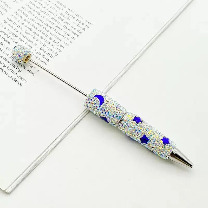 FS101633-Moon Star Rhinestone Clay Beadable Pen Zoe DIY Wholesale