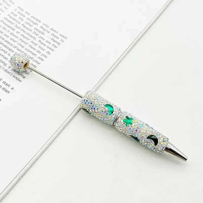 FS101633-Moon Star Rhinestone Clay Beadable Pen Zoe DIY Wholesale
