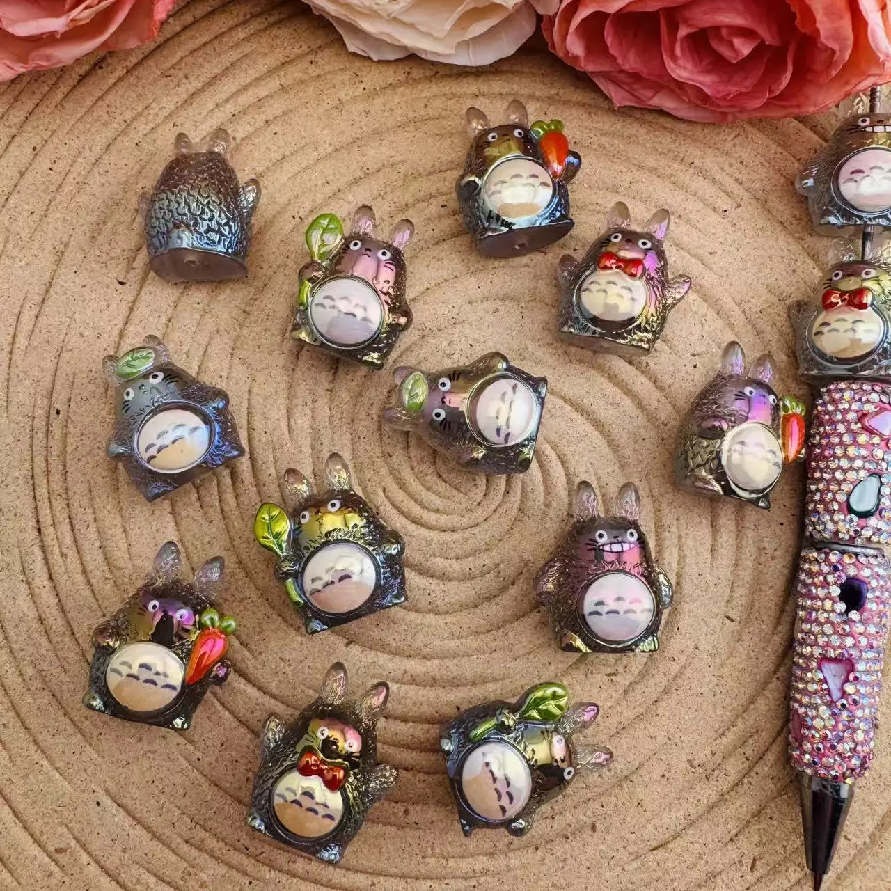 FS10164-3D luminous Totoro Beads Fit For Pen Zoe DIY Wholesale