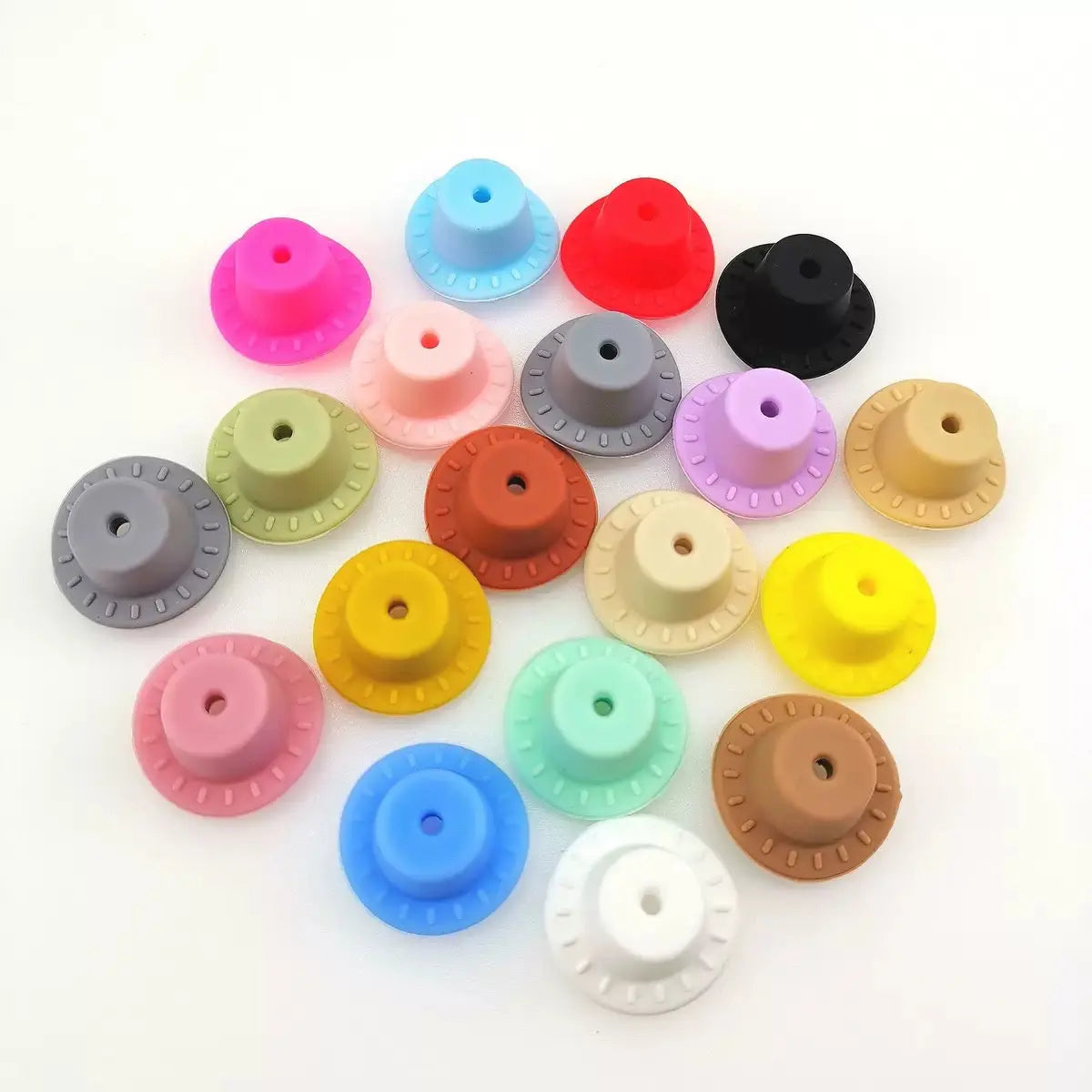 FS101773-About 25mm Random Mixed Color Cowboy Hat Silicone Beads Zoe DIY Wholesale