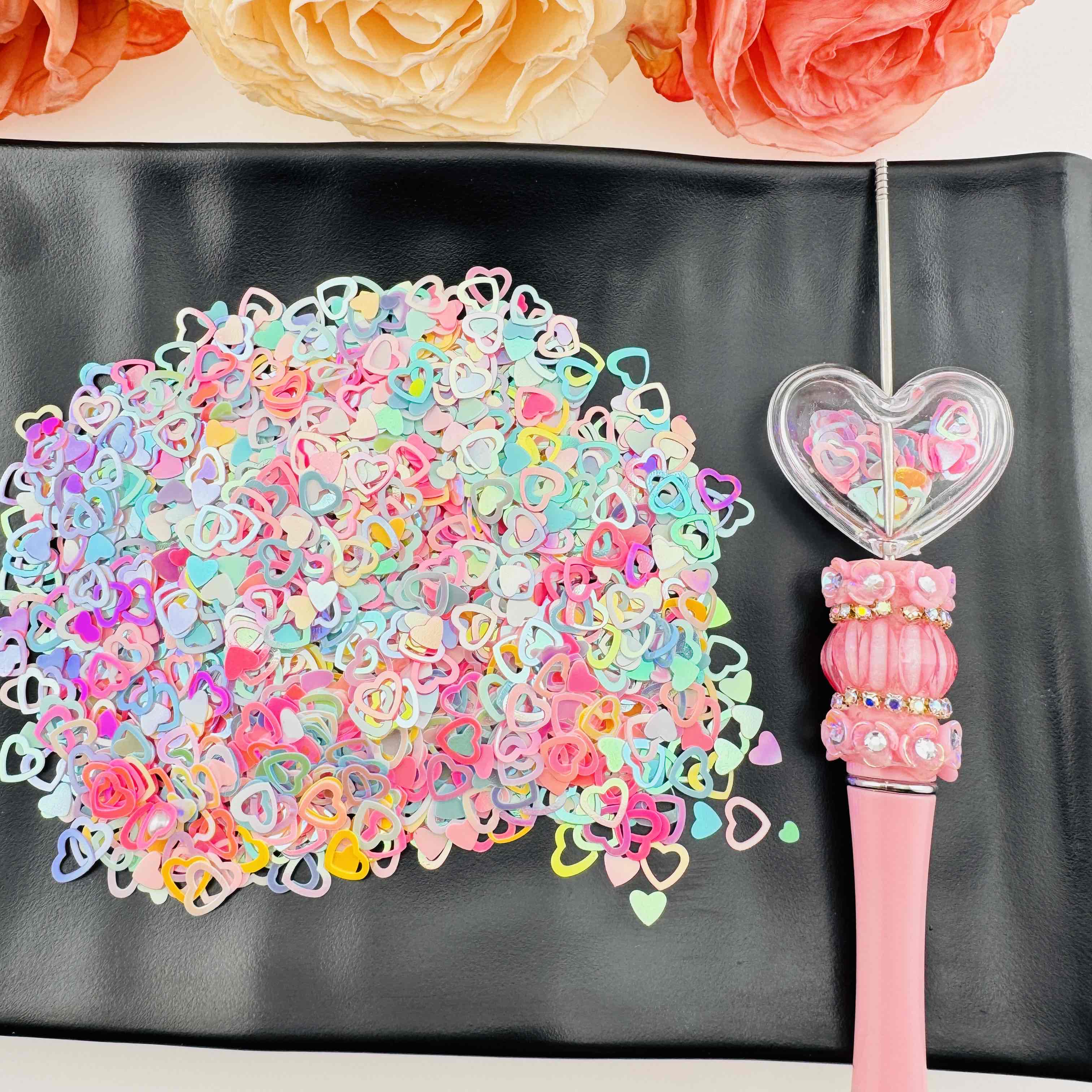 FS101817-Random Mixed Heart Flash Chips Zoe DIY Wholesale