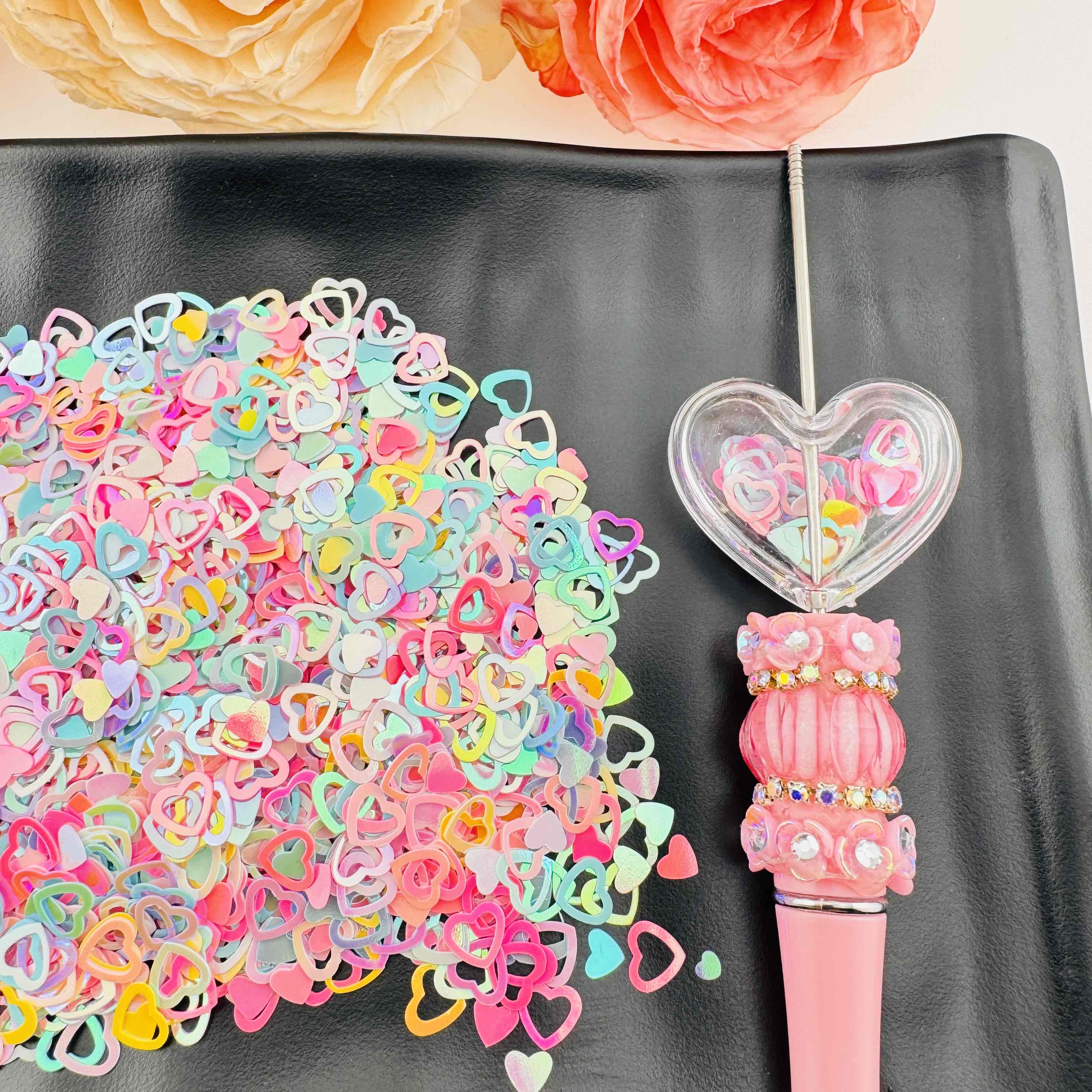 FS101817-Random Mixed Heart Flash Chips Zoe DIY Wholesale