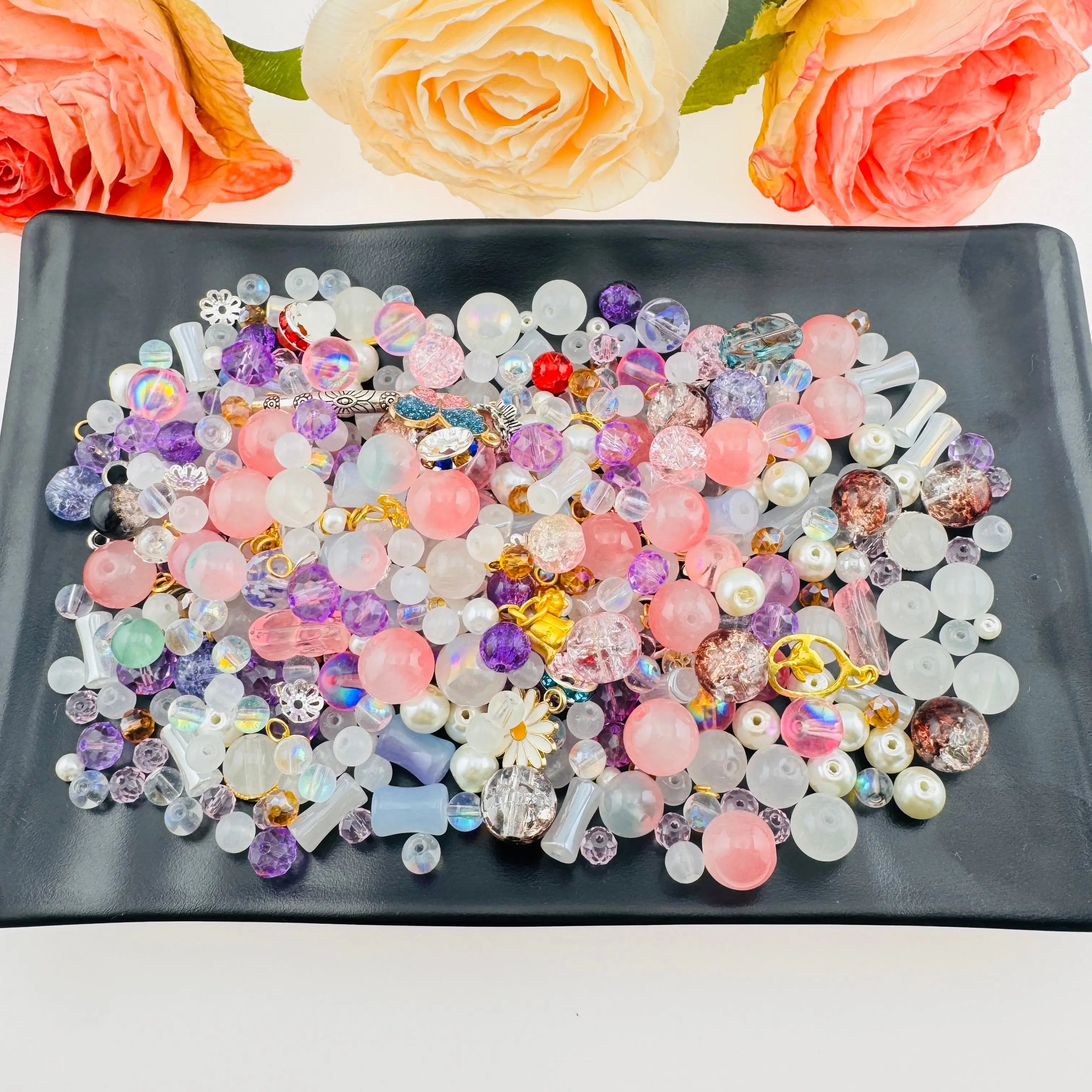 FS101819-Random Mixed Glass Beads For Jewelry Making Zoe DIY Wholesale