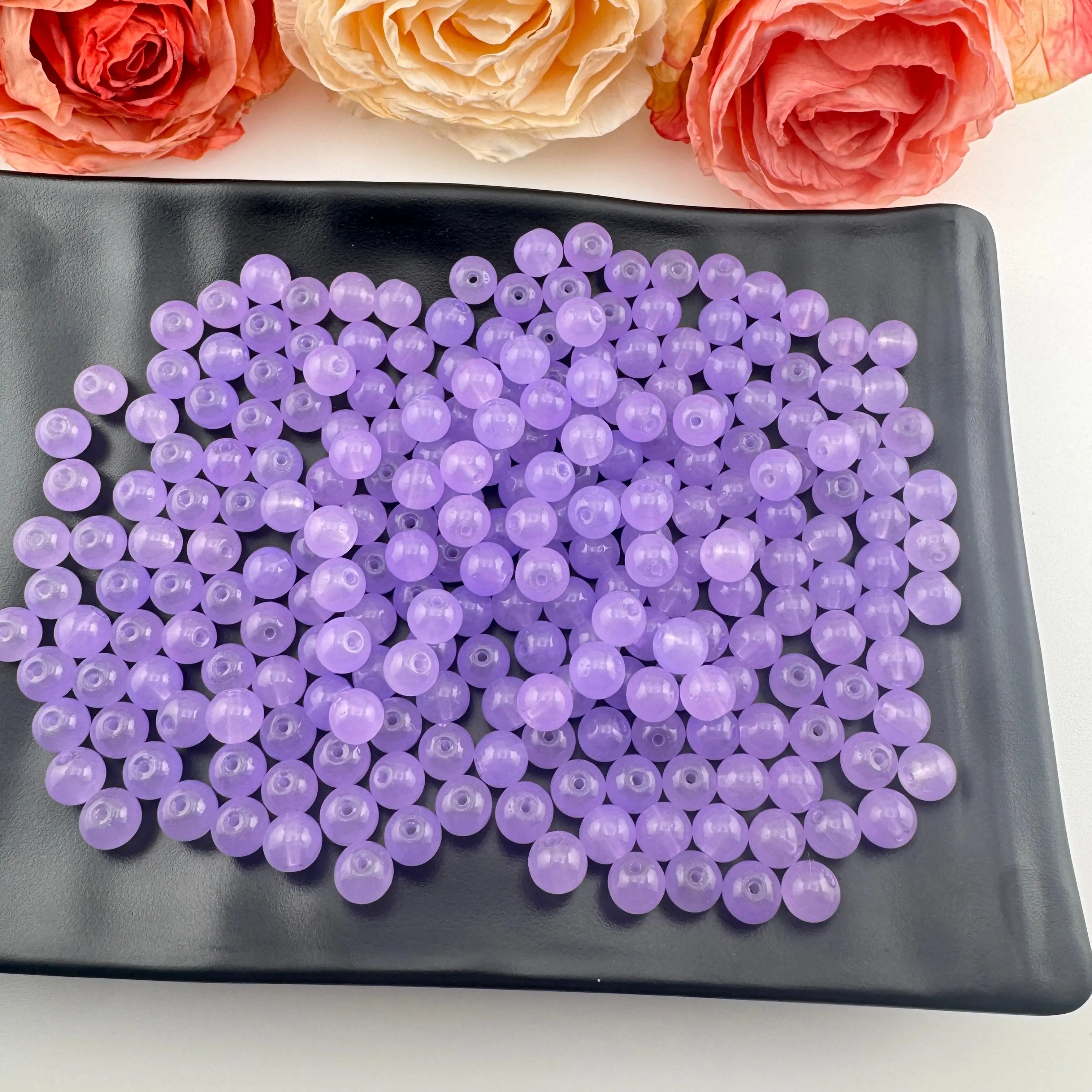 FS101830-About 8mm Purple Jade Glass Beads For Jewelry Making