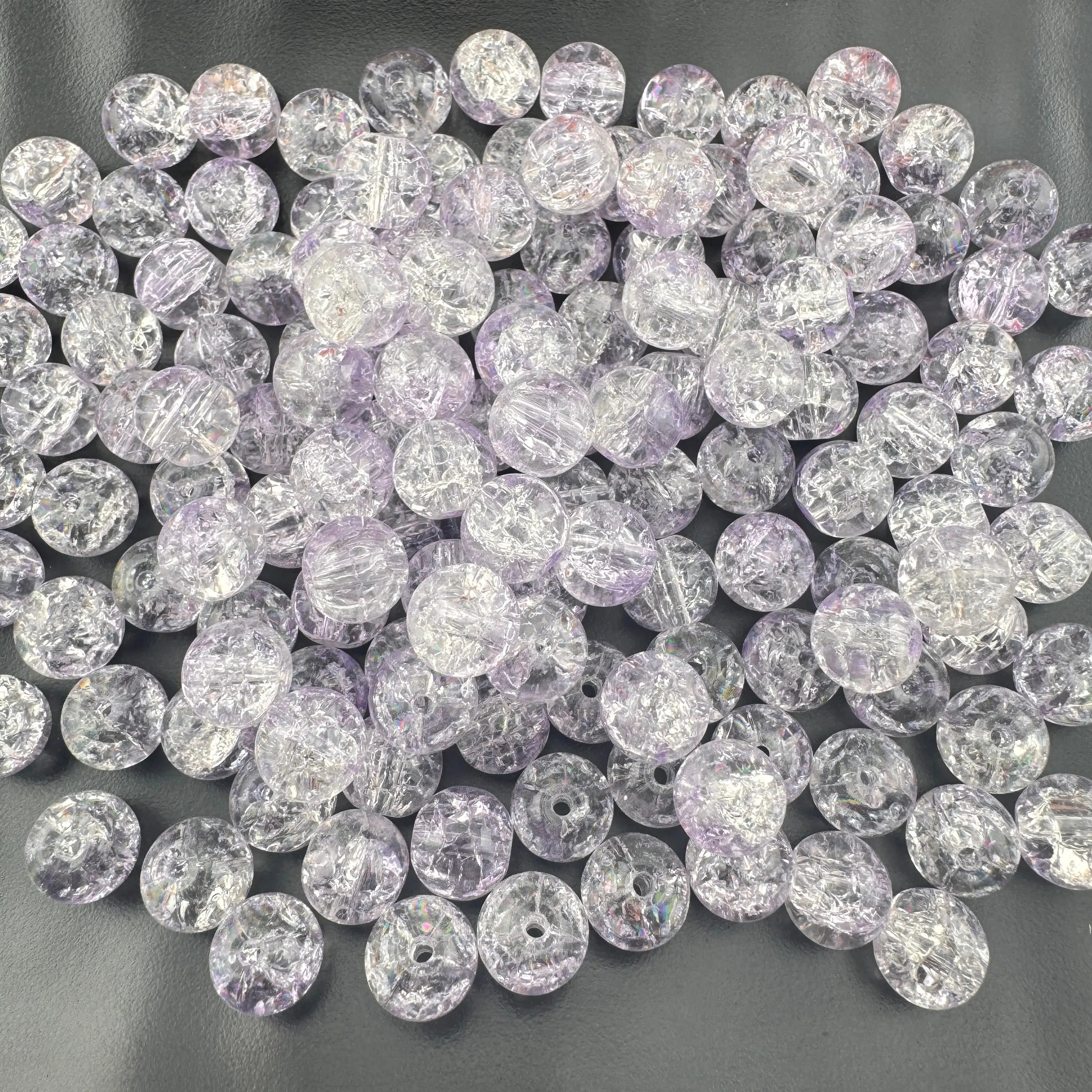 FS101839-About 10mm Gradient Purple Crack Glass Beads For Jewelry Making