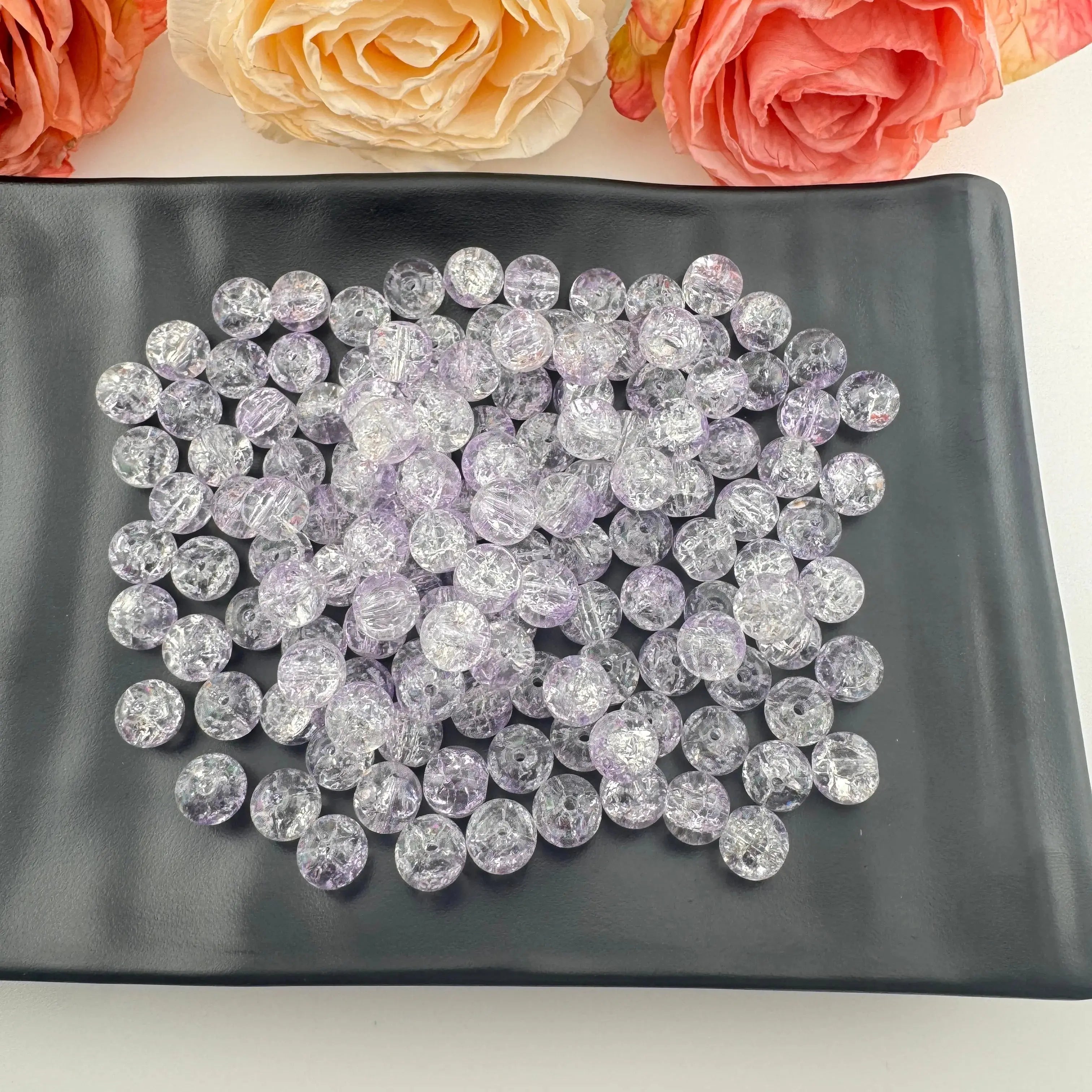 FS101839-About 10mm Gradient Purple Crack Glass Beads For Jewelry Making Zoe DIY Wholesale