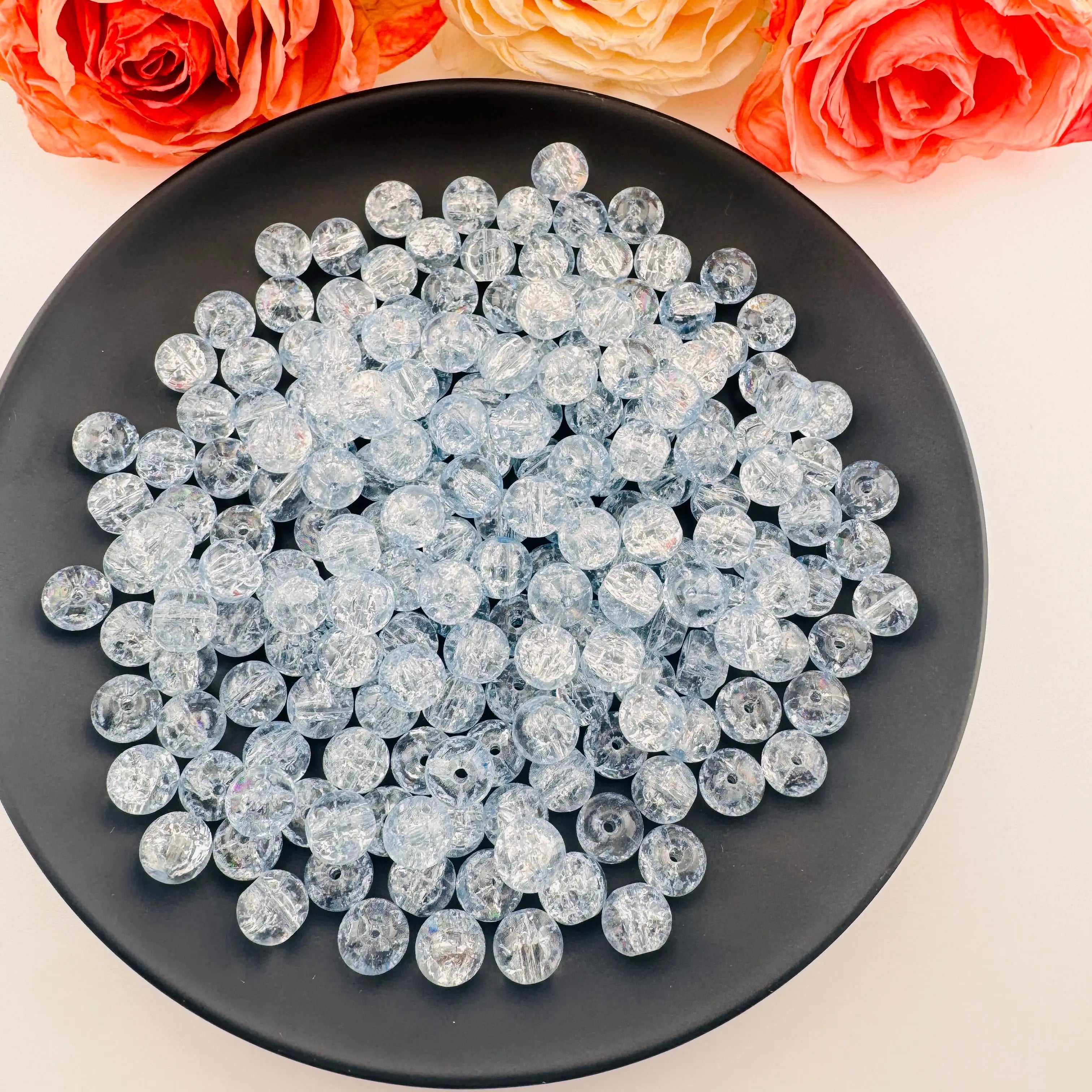 FS101840-About 10mm Cracked Glass Beads For Jewelry Making