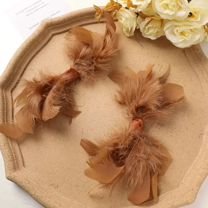 FS10216-Random Mixed Color Feather Bow Zoe DIY Wholesale